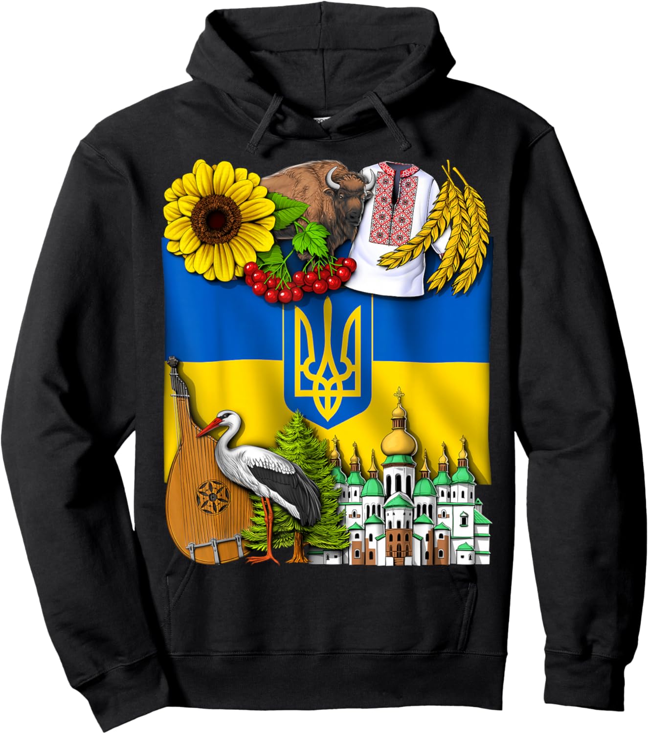 Ukraine Flag Ukrainian Roots Proud Ukrainian Heritage Hoodie - Hoodie | Black
