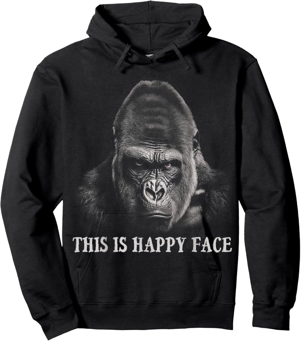Funny Gorilla This is My Happy Face Sarcastic Grumpy Humor Hoodie - Hoodie | Black