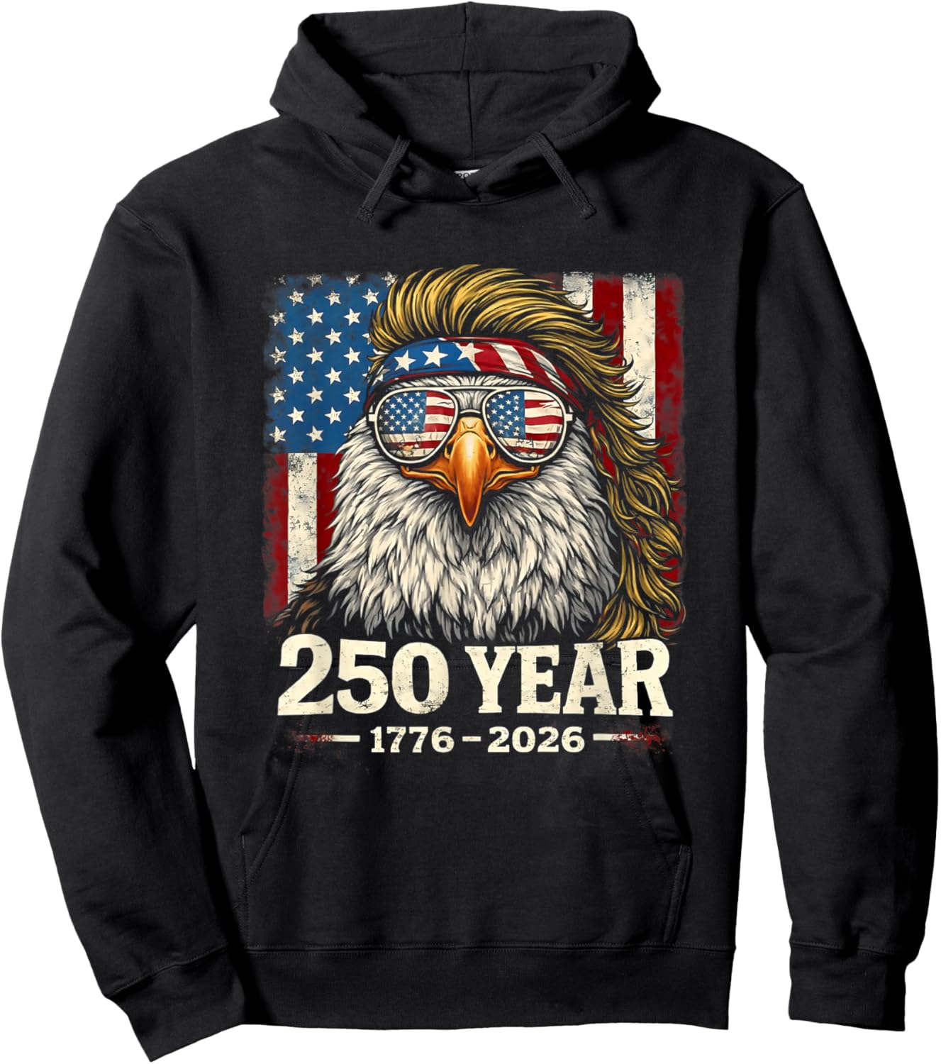 250 Years 1776 2026 250th Vintage Eagle 4th July Patriotic Hoodie - Hoodie | Black