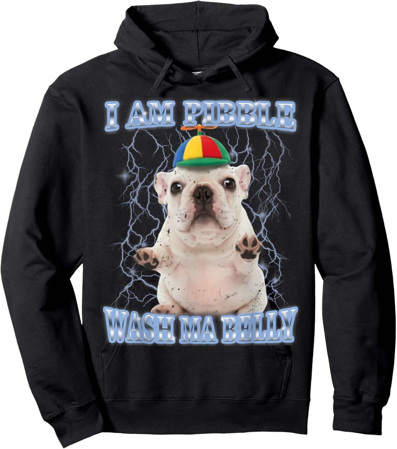 I am Pibble Dog Puppy Wash Clean My Belly Funny Meme Hoodie - Hoodie | Black