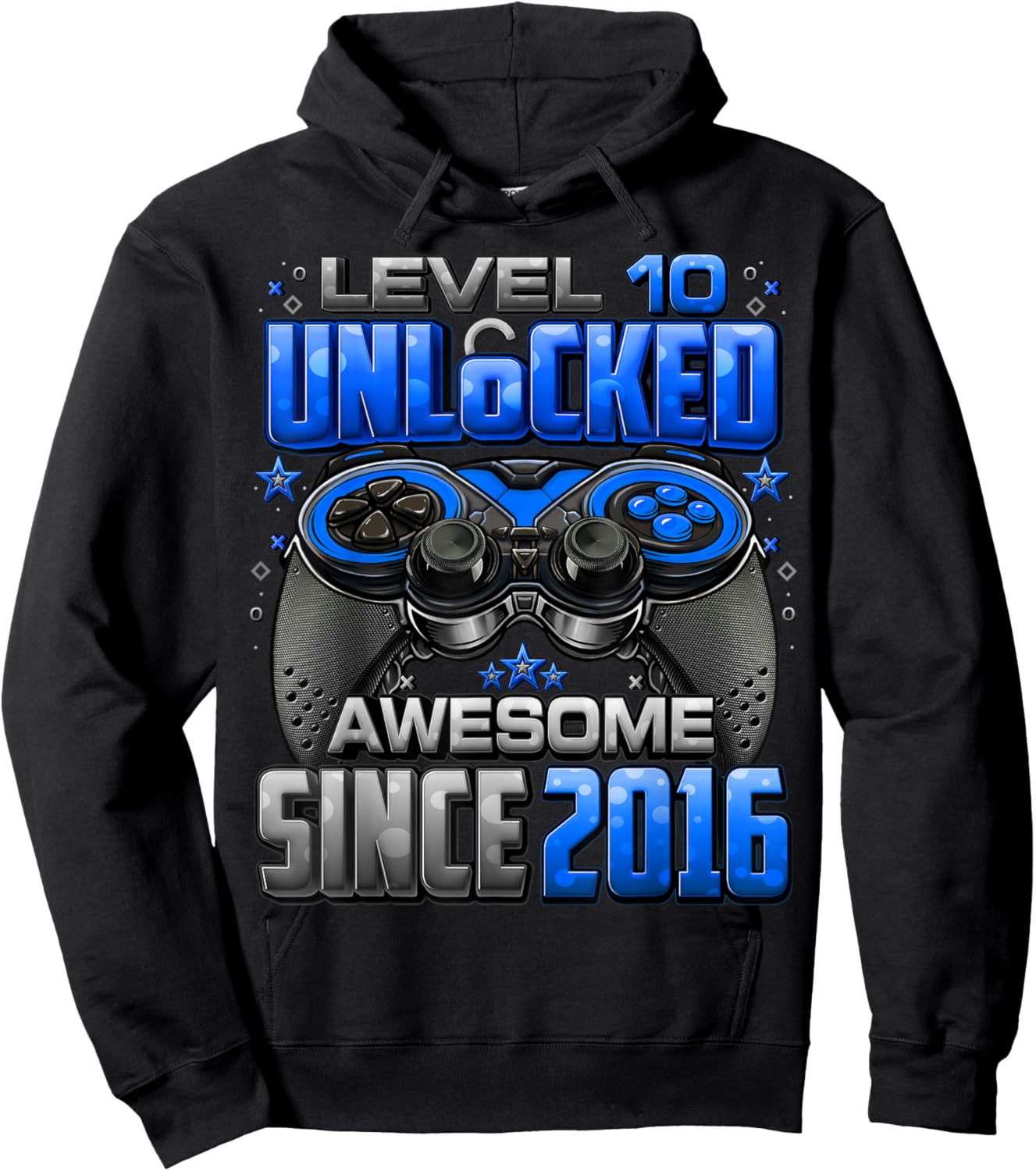 Level 10 Unlocked Awesome Since 2016 10th Birthday Gaming Hoodie - Hoodie | Black
