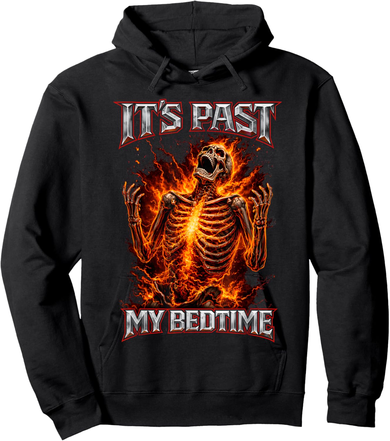 It's Past My Bedtime Funny Skeleton Meme Ironic Sleepy Tired Hoodie - Hoodie | Black
