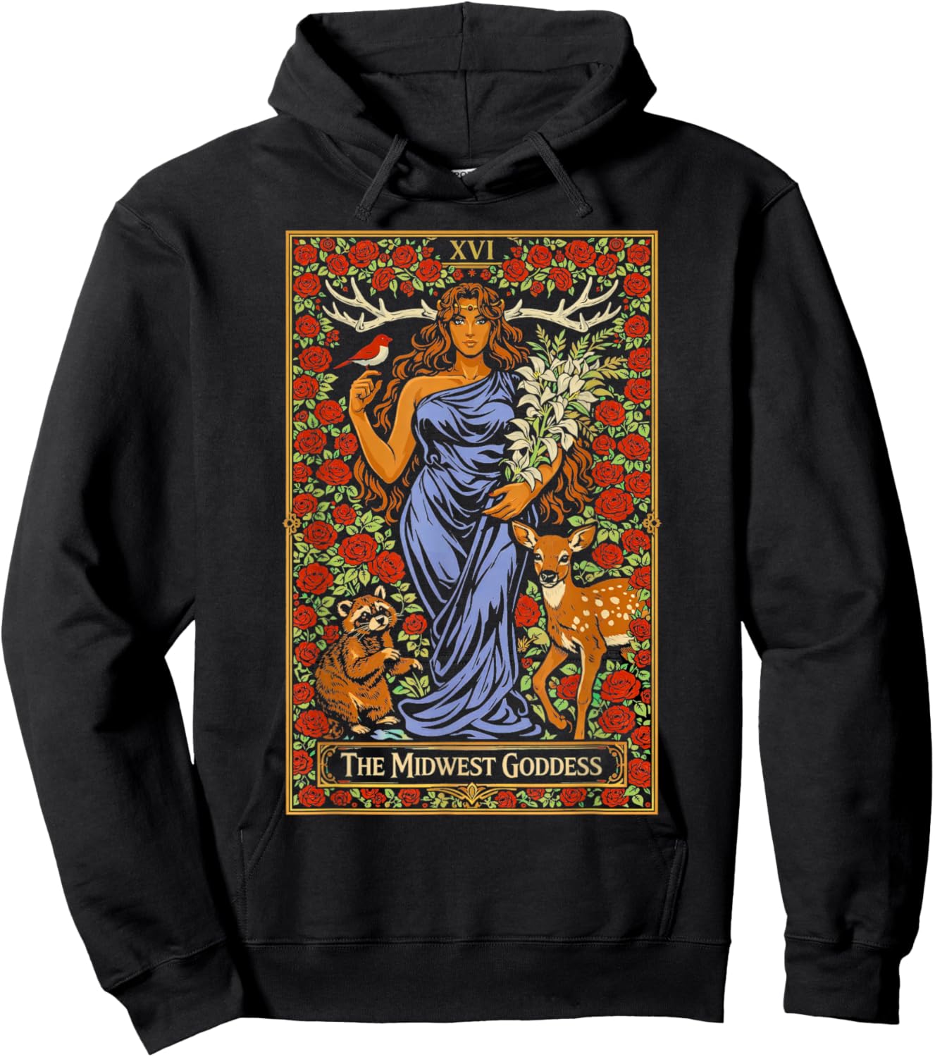 The Midwest Goddess Tattoo Card Graphic Women Girls Hoodie - Hoodie | Black