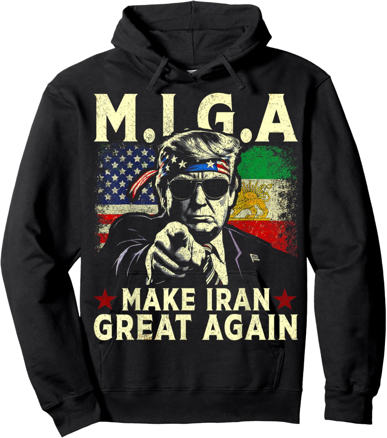 MIGA Make Iran Great Again Vintage Hoodie - Hoodie | Black