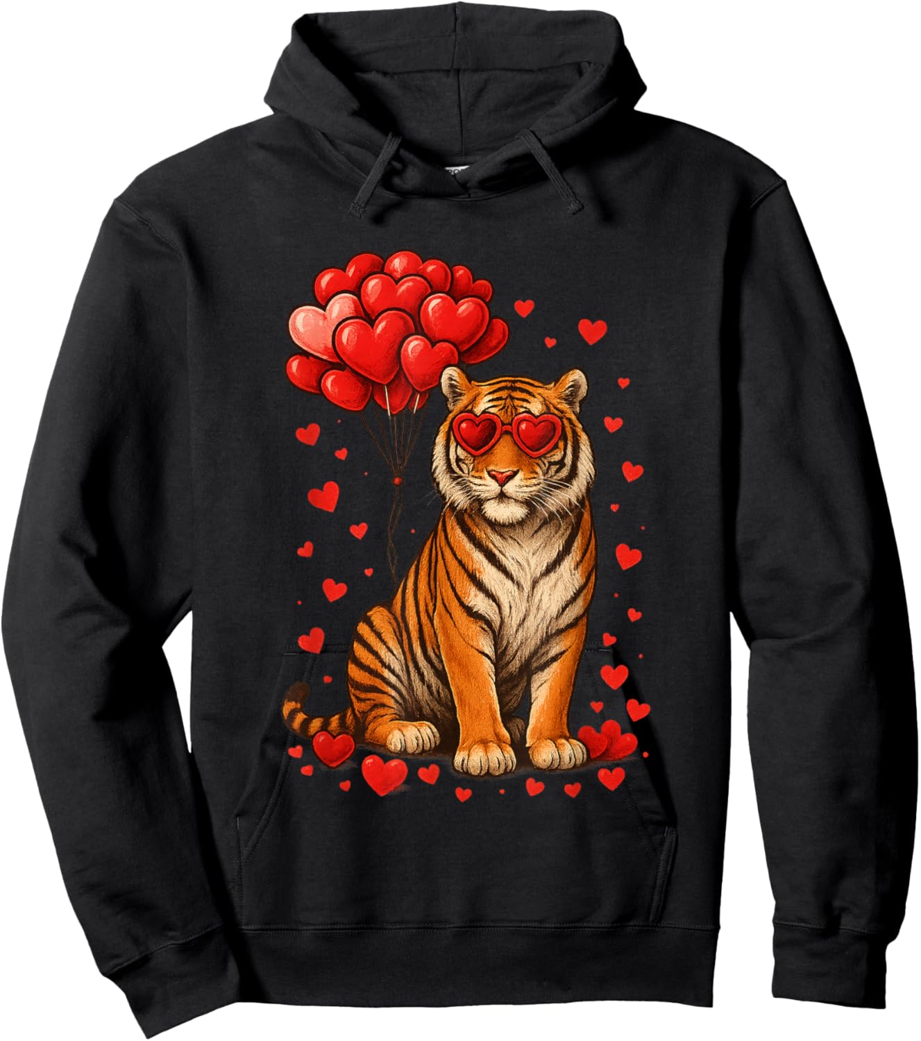 Funny Tiger Valentine's Day Heart Animals Lover Gifts Hoodie - Hoodie | Black