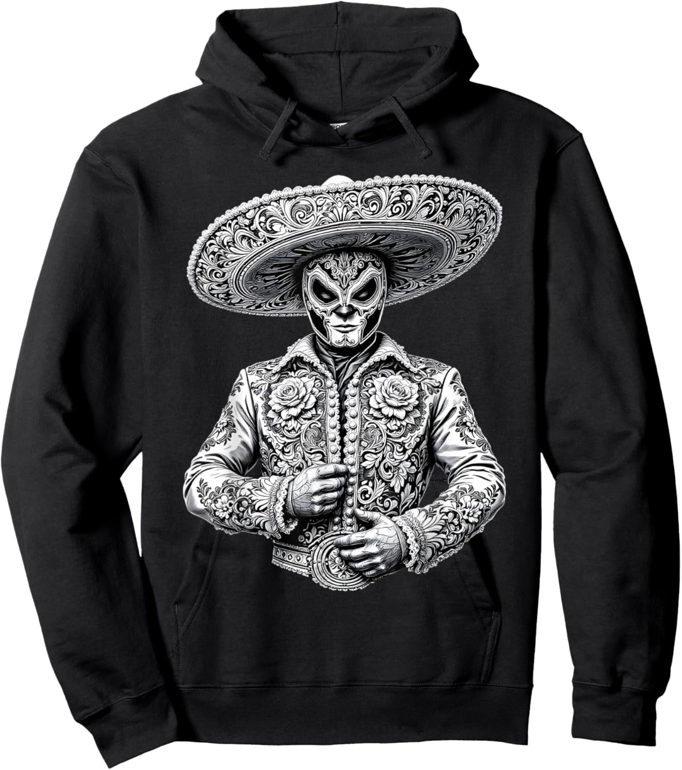 Elegant Lucha Libre Charro Hoodie - Hoodie | Black