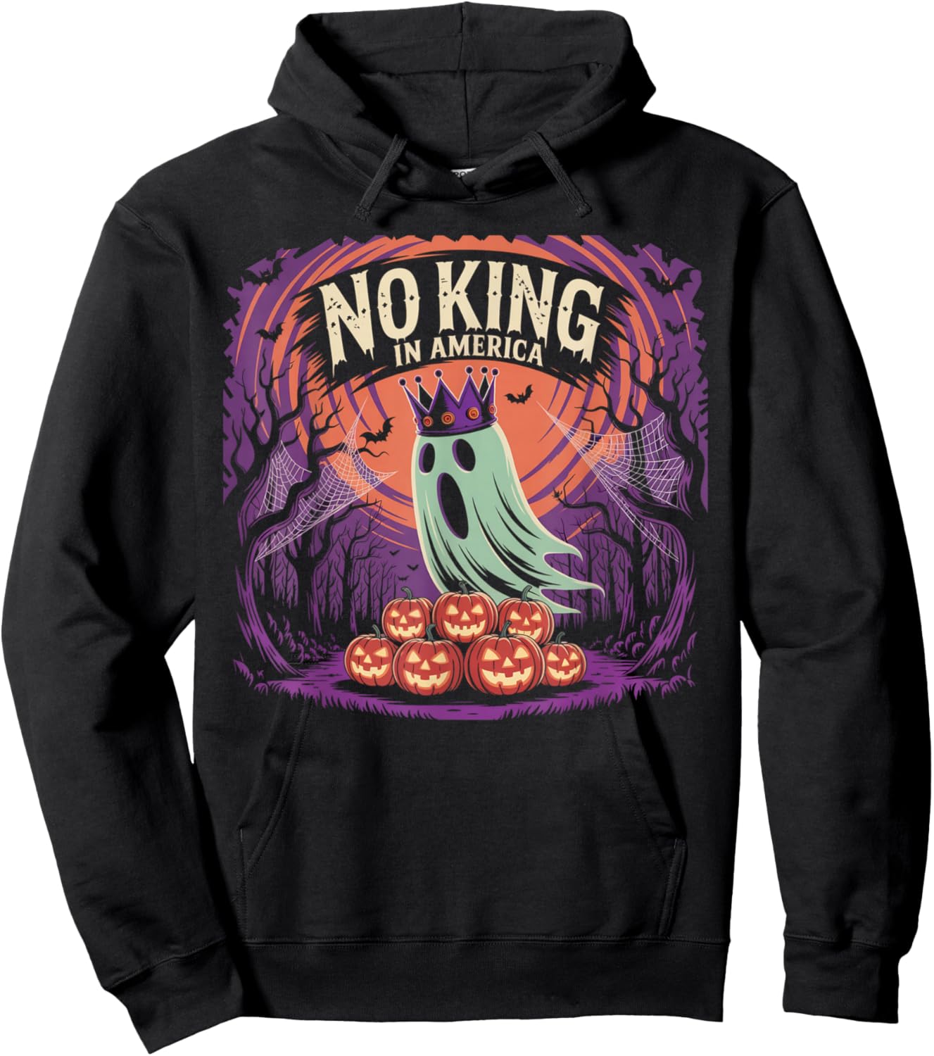 Funny Halloween No Kings in America Since 1776 Distressed Hoodie - Hoodie | Black