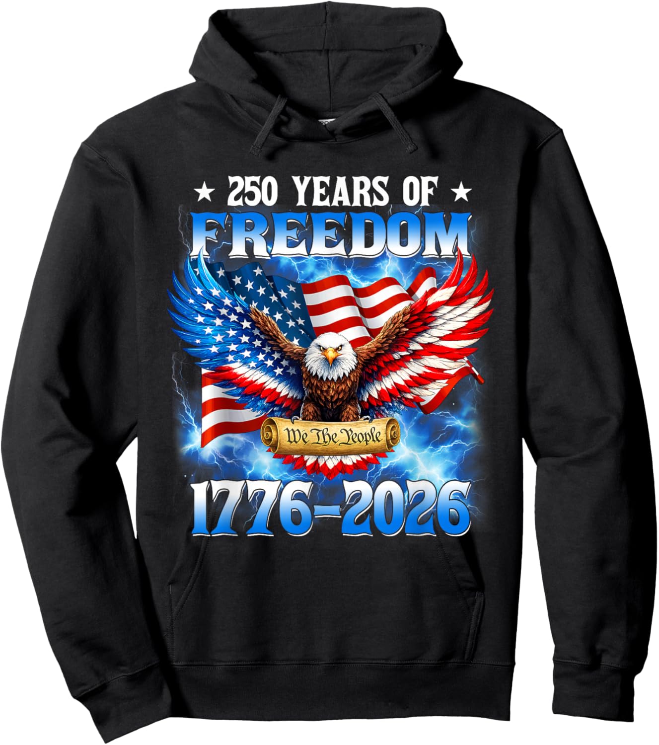 250 Years American 1776 2026 250th USA Birthday 4th of July Hoodie - Hoodie | Black