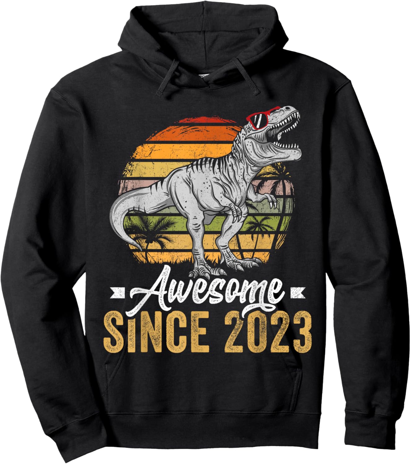 Awesome Since 2023 3 Years Old 3rd Birthday T-Rex Dinosaur Hoodie - Hoodie | Black
