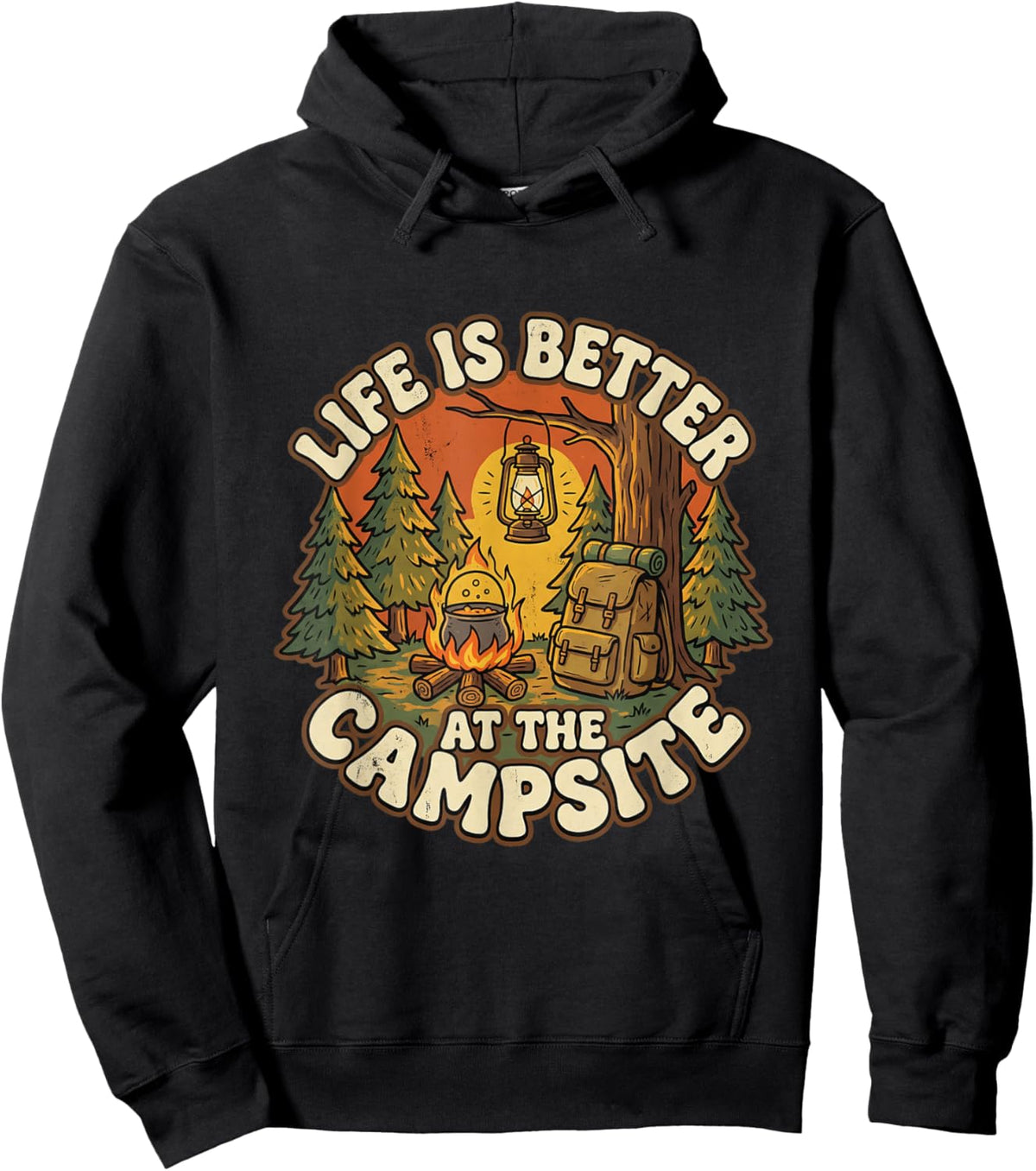 Vintage Camping Adventure Outdoor Gift Life is Better Hoodie - Hoodie | Black