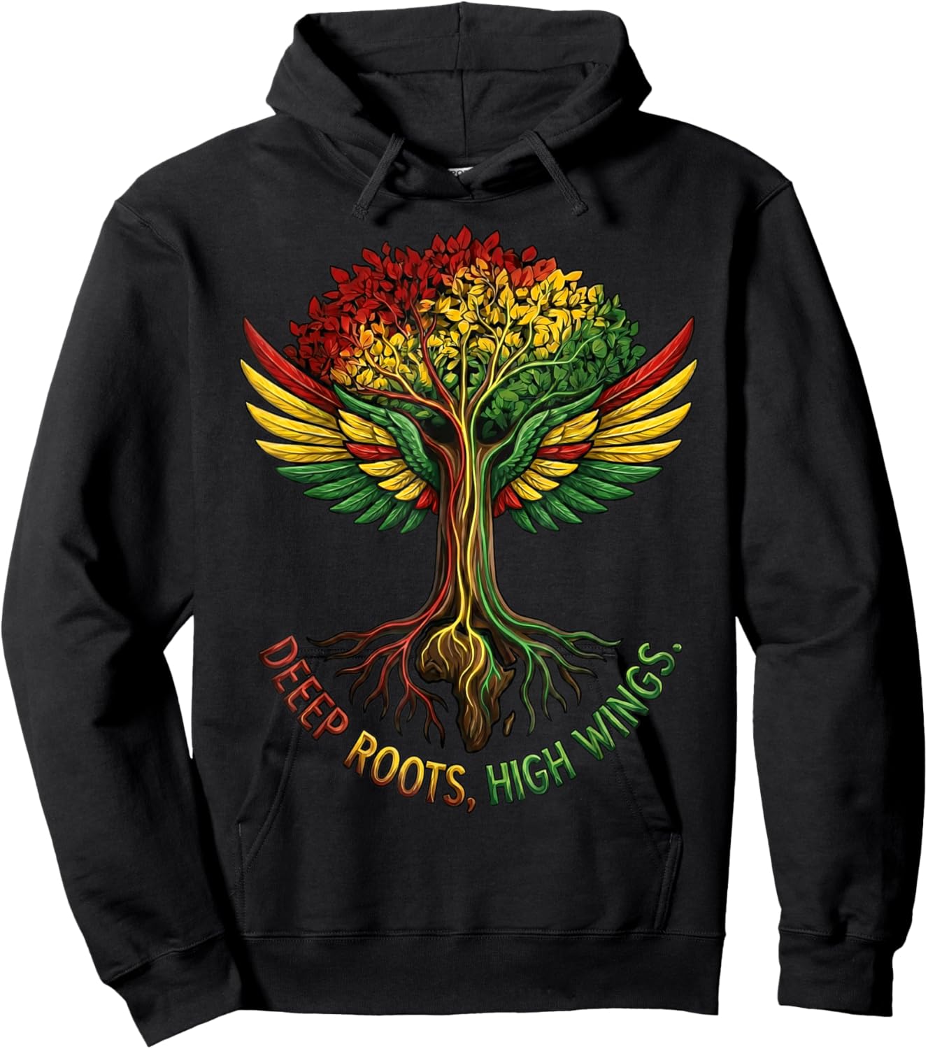 Deep Roots High Wings Black History Month Africa Map Tree Hoodie - Hoodie | Black