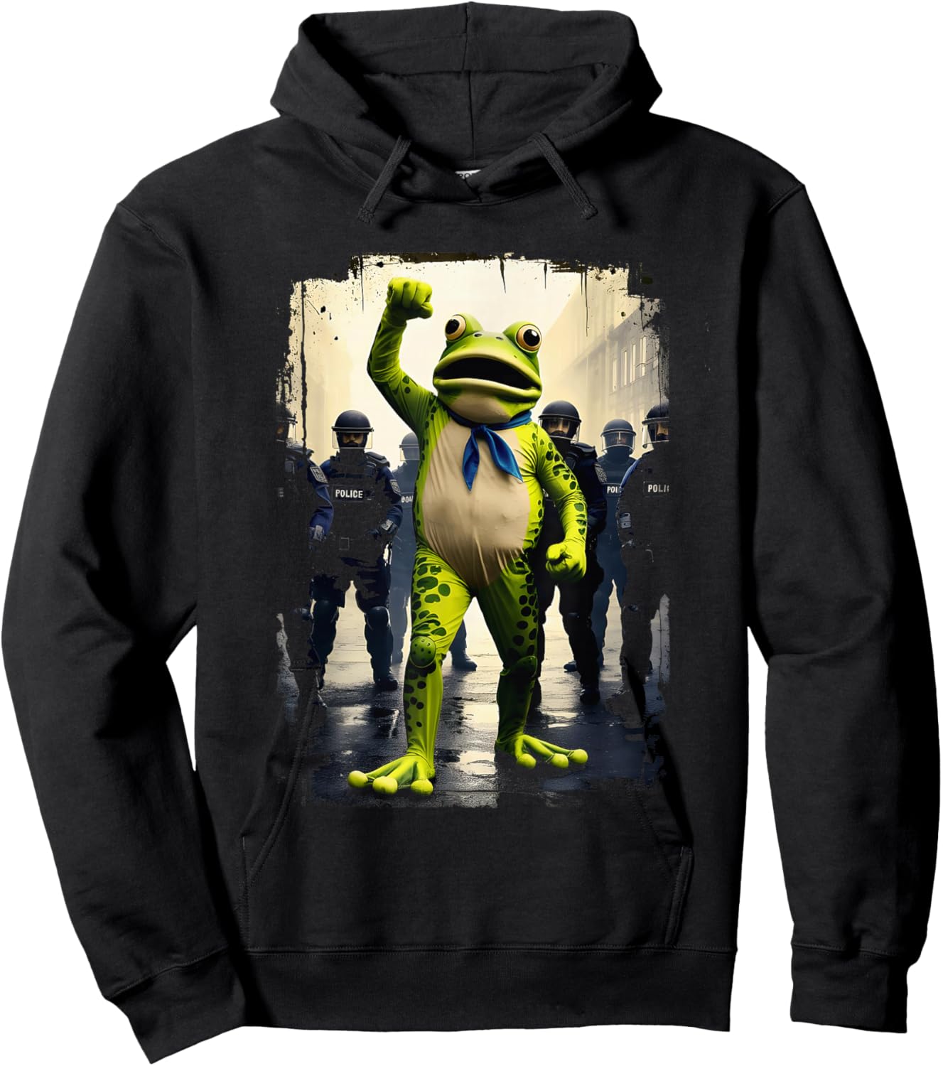 Portland Frog Brigade Street Art Funny Hoodie - Hoodie | Black