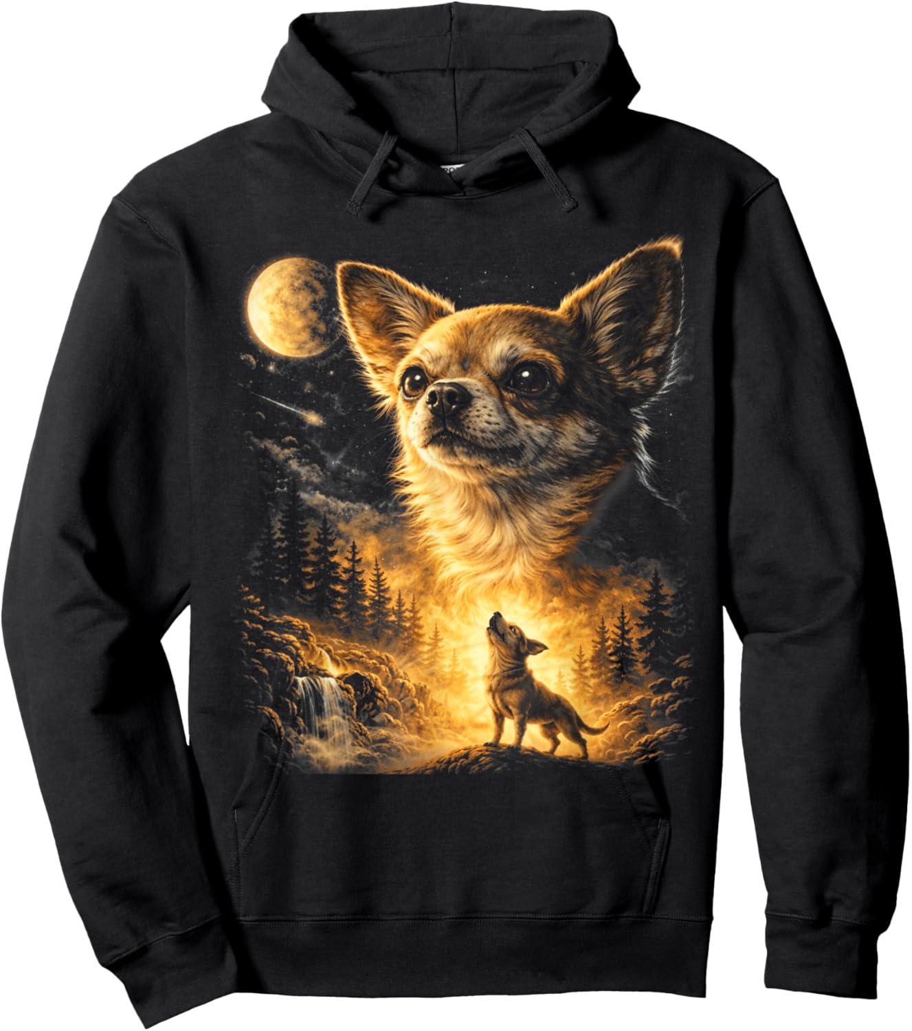Chihuahua Howling to The Moon Vintage Funny Chihuahua Dog Hoodie - Hoodie | Black