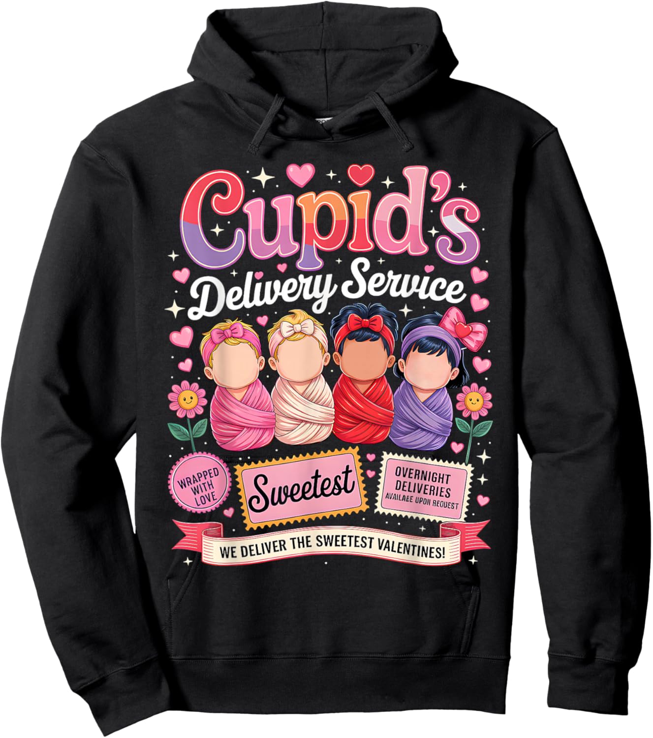 Nurse Valentine Cupid's Delivery Service Labor and Delivery Hoodie - Hoodie | Black