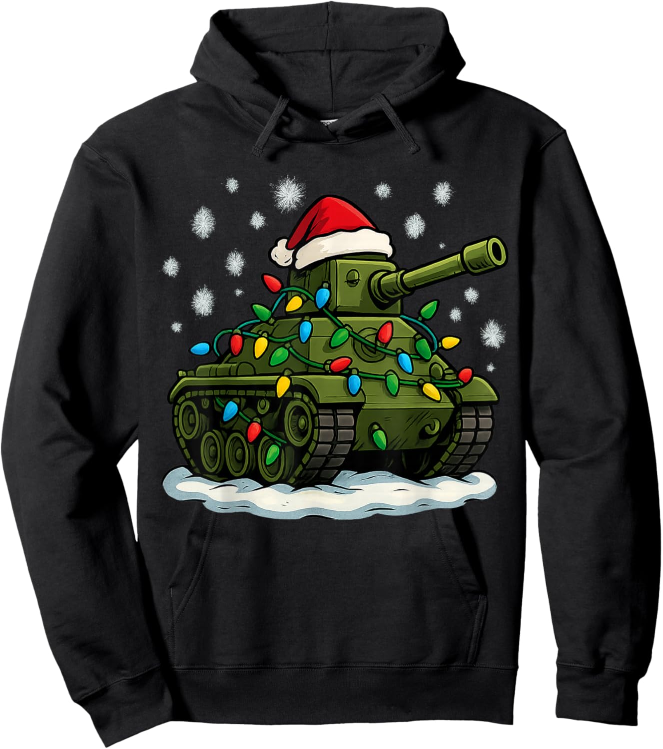 Christmas Lights Wrapped On Cute Kids Military Tank Lover Hoodie - Hoodie | Black