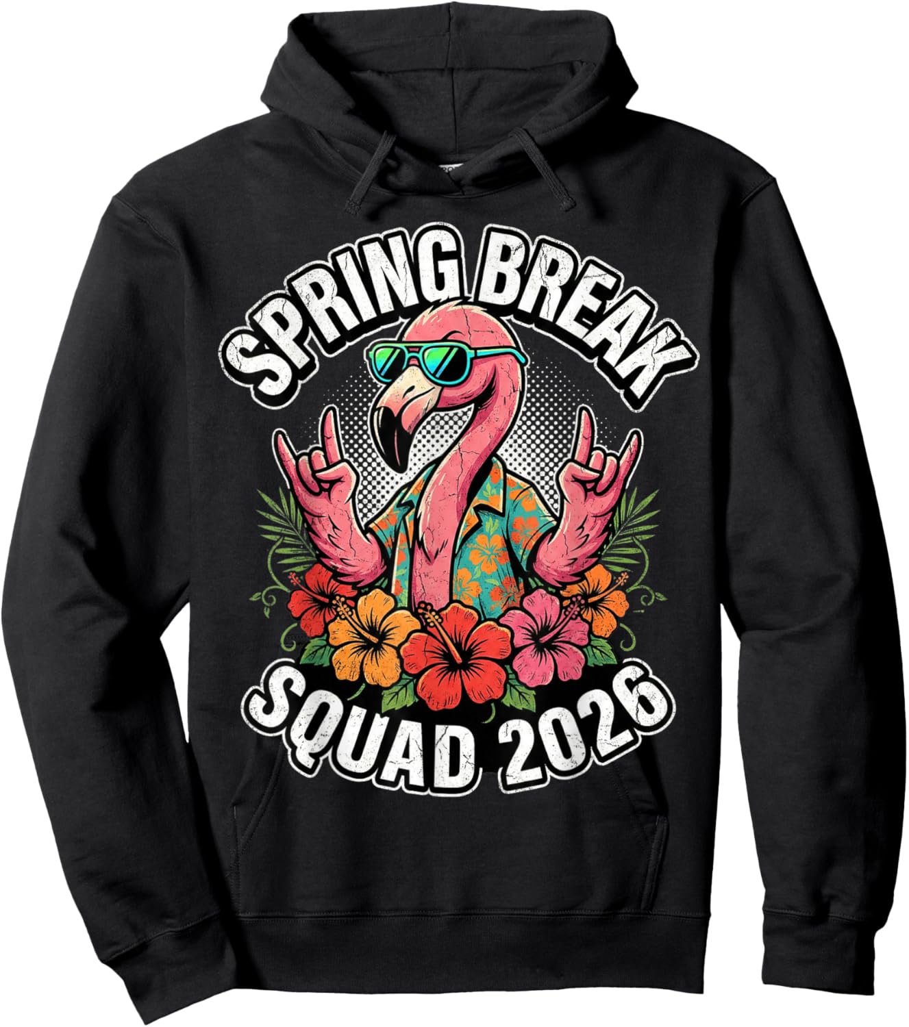 Spring Break Squad 2026 Flamingo Funny Matching Group Trip Hoodie - Hoodie | Black