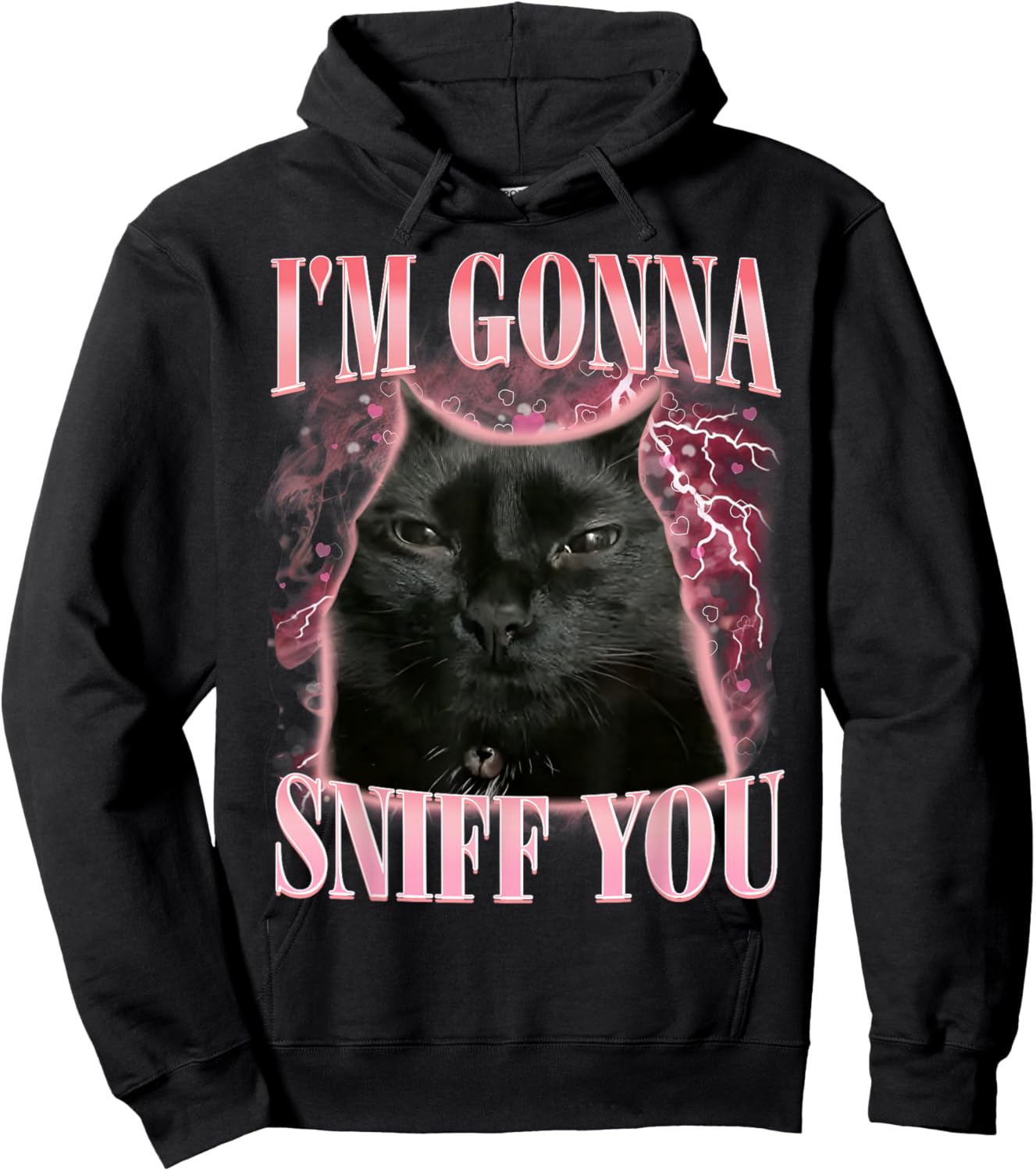 Funny I'm Gonna Sniff You Vintage Humor Cat Meme Men Women Hoodie - Hoodie | Black