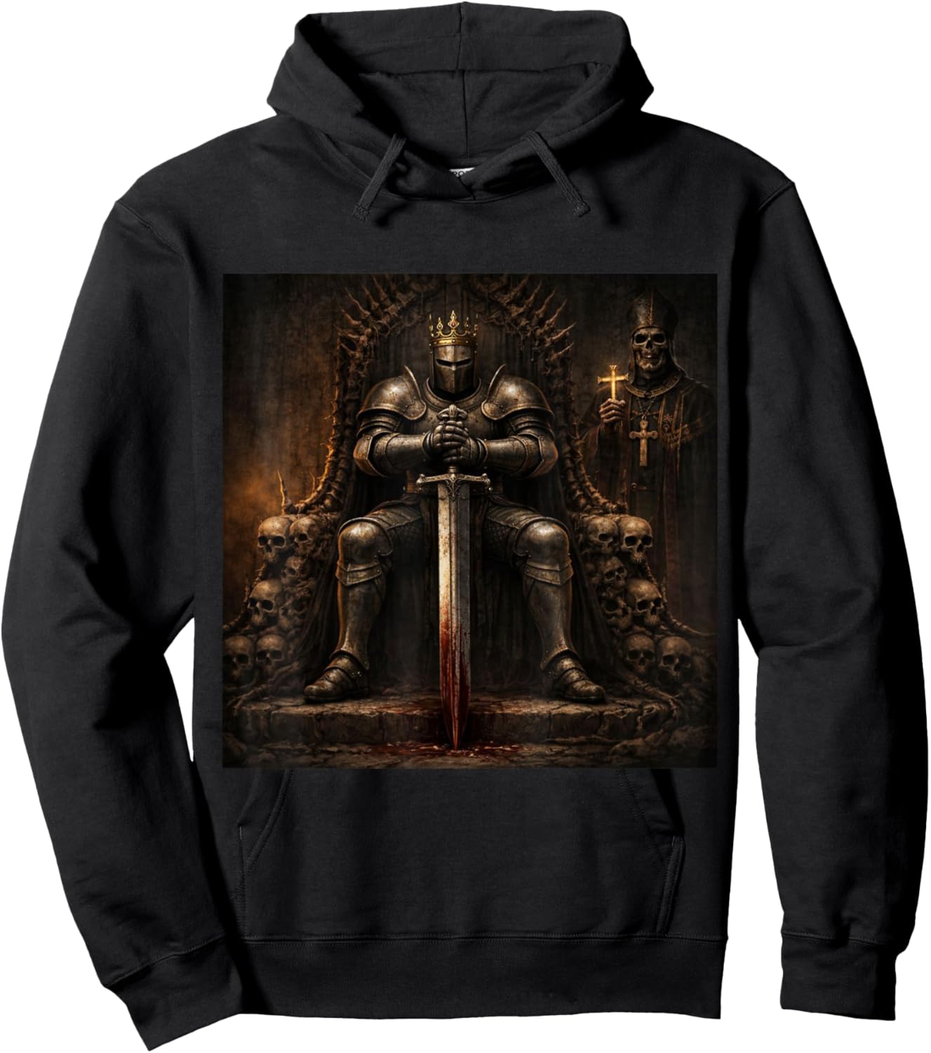 Dark King Knight Throne Medieval Fantasy Art Hoodie - Hoodie | Black