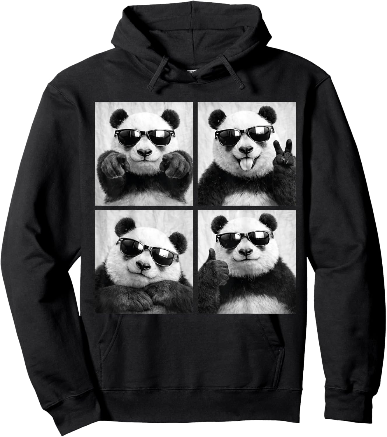Cool Panda with Sunglasses PhotoBooth Funny Giant Panda Bear Hoodie - Hoodie | Black