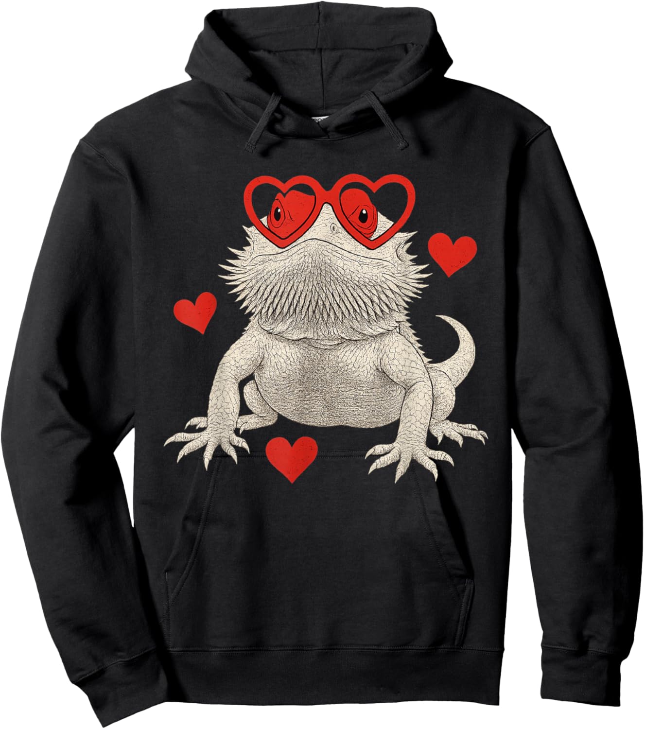 Bearded Dragon Valentines Day Beardie Mom Animal Lover Hoodie - Hoodie | Black