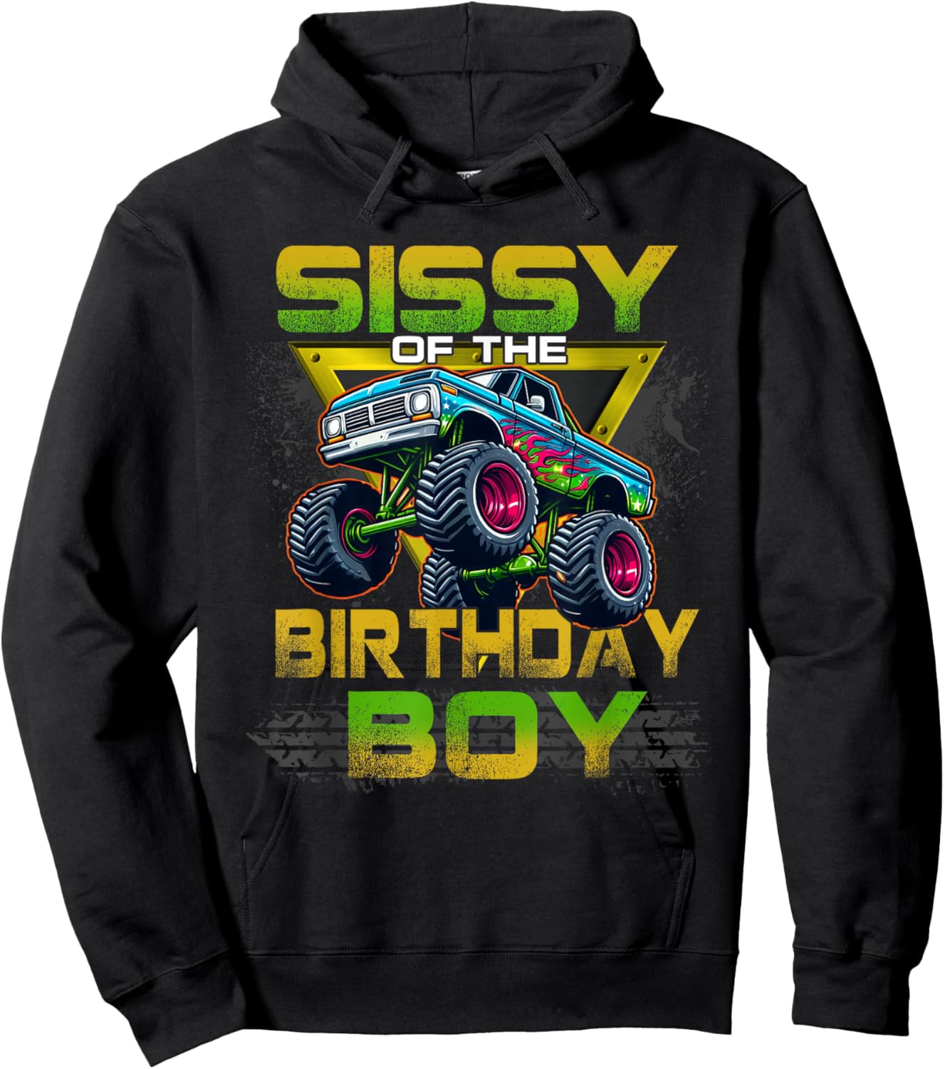 Sissy of The Birthday Boy Monster Truck Birthday Family Hoodie - Hoodie | Black