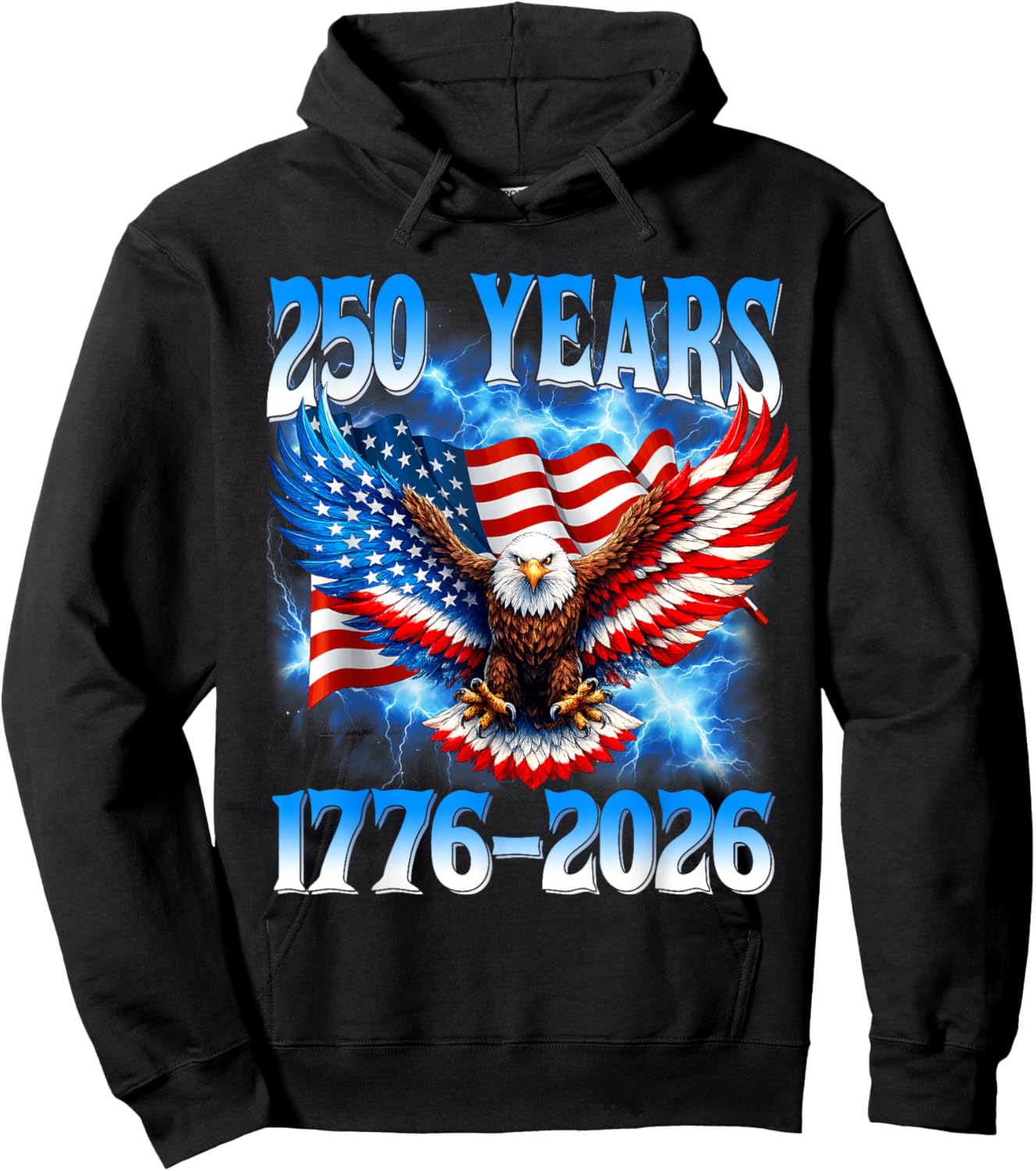 Flag Vintage 250 Years American 1776 2026 250th USA Birthday Hoodie - Hoodie | Black