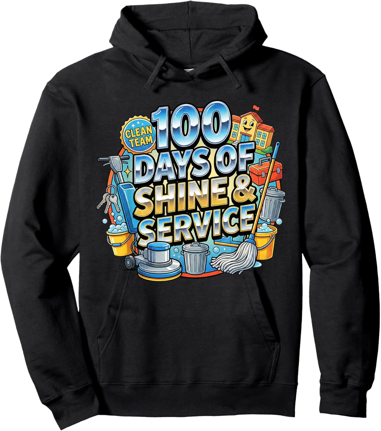 100 Days of Shine & Service School Custodian Janitor Hoodie - Hoodie | Black