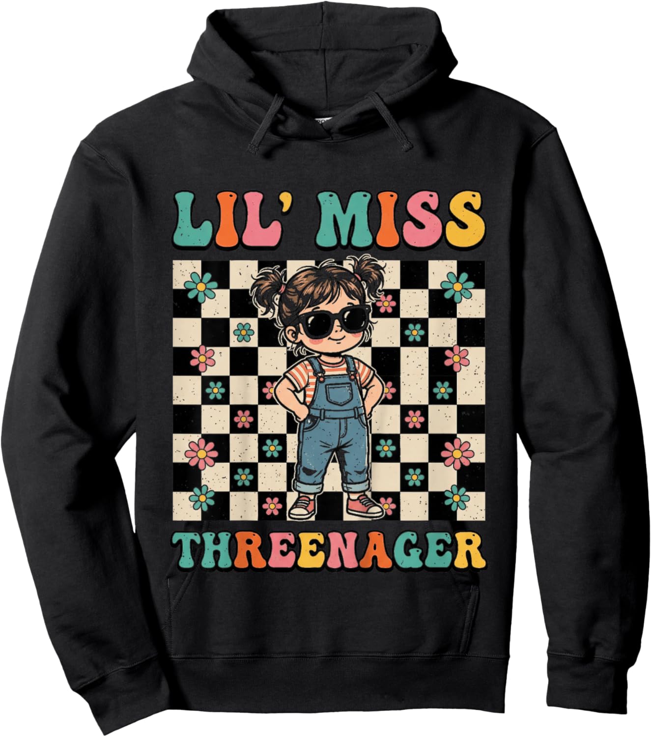 3rd Birthday Girl Sassy Toddler Lil Miss Threenager Hoodie - Hoodie | Black