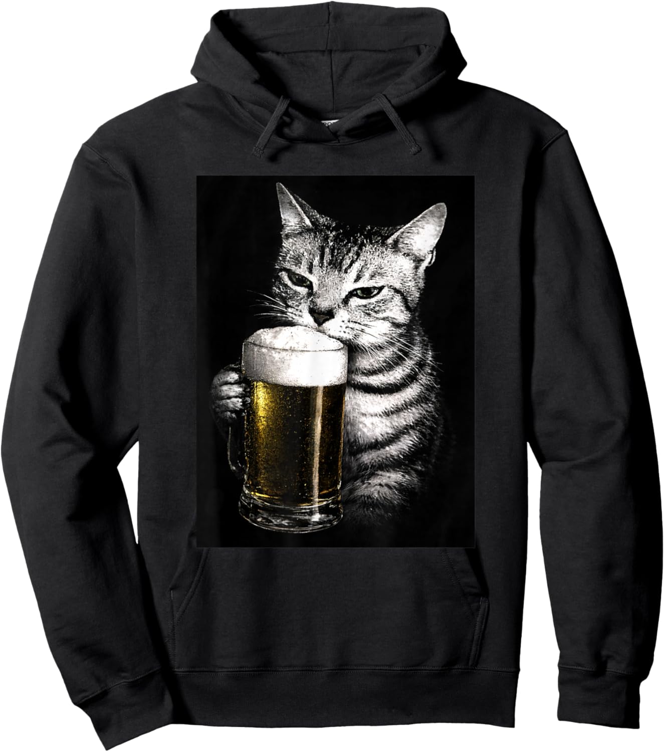 Vintage Cat Beer, Funny Cat Drinking Beer, Cat Lover Hoodie - Hoodie | Black