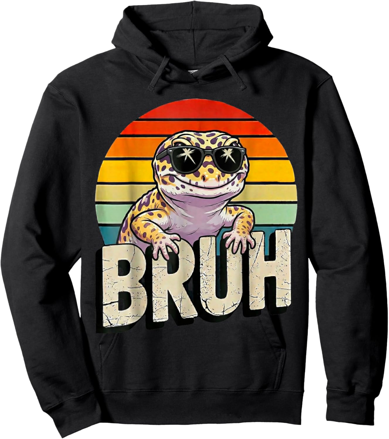 Cute Reptile Kids Boys Girls Bruh Leopard Gecko Lover Meme Hoodie - Hoodie | Black