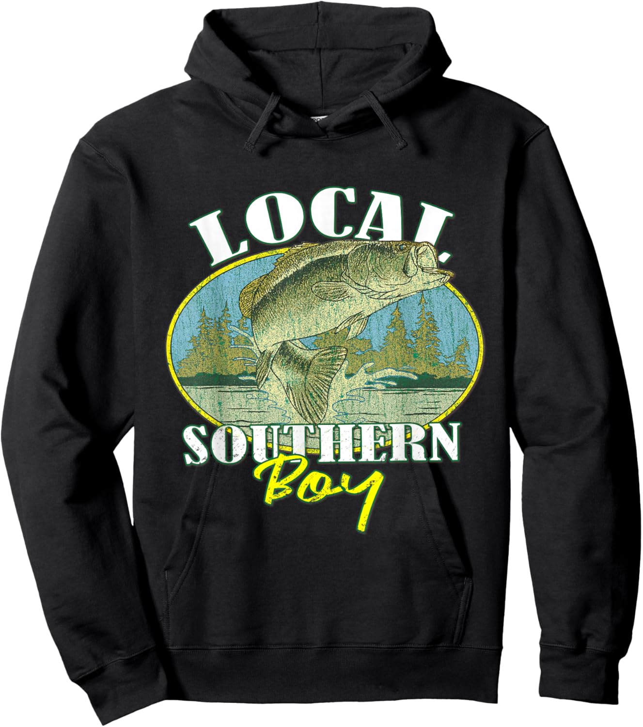 Local Southern Boy Fishing Retro Southern Outdoors Hoodie - Hoodie | Black
