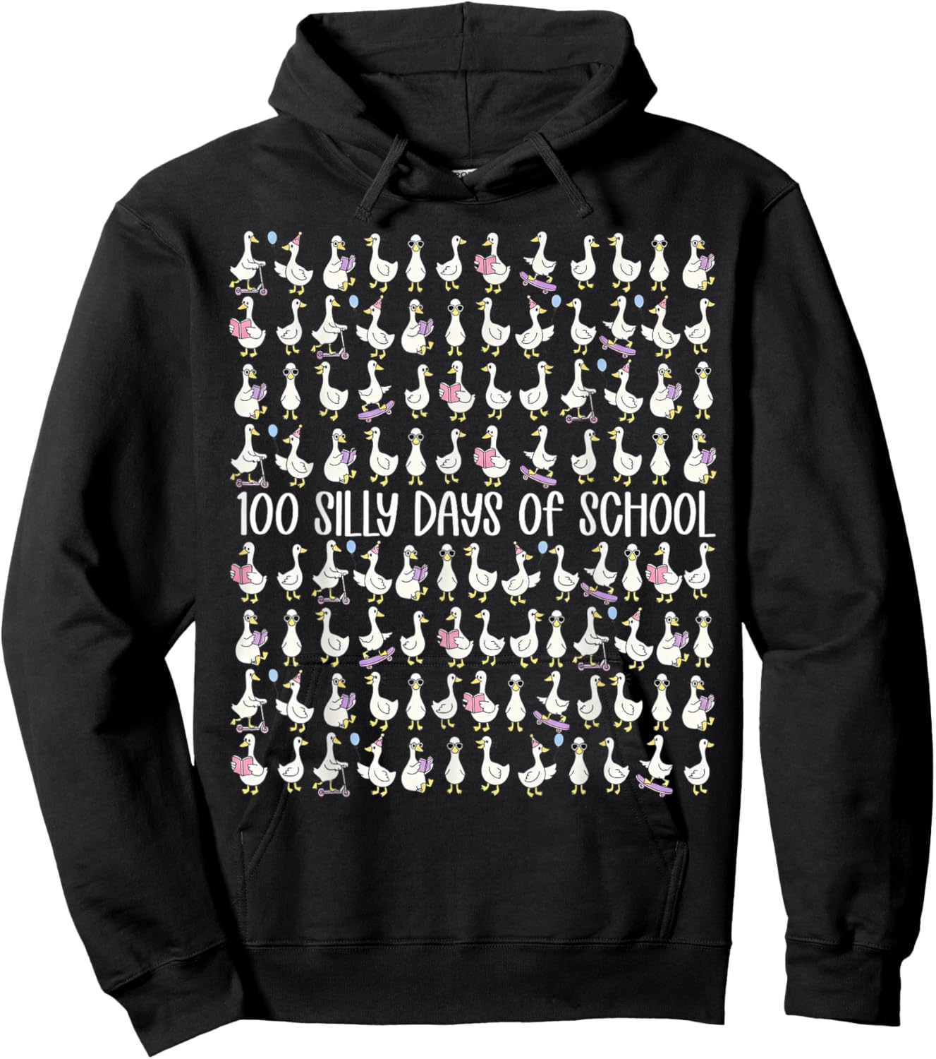 100 Silly Days of School Funny Silly Goose 100 Days Hoodie - Hoodie | Black