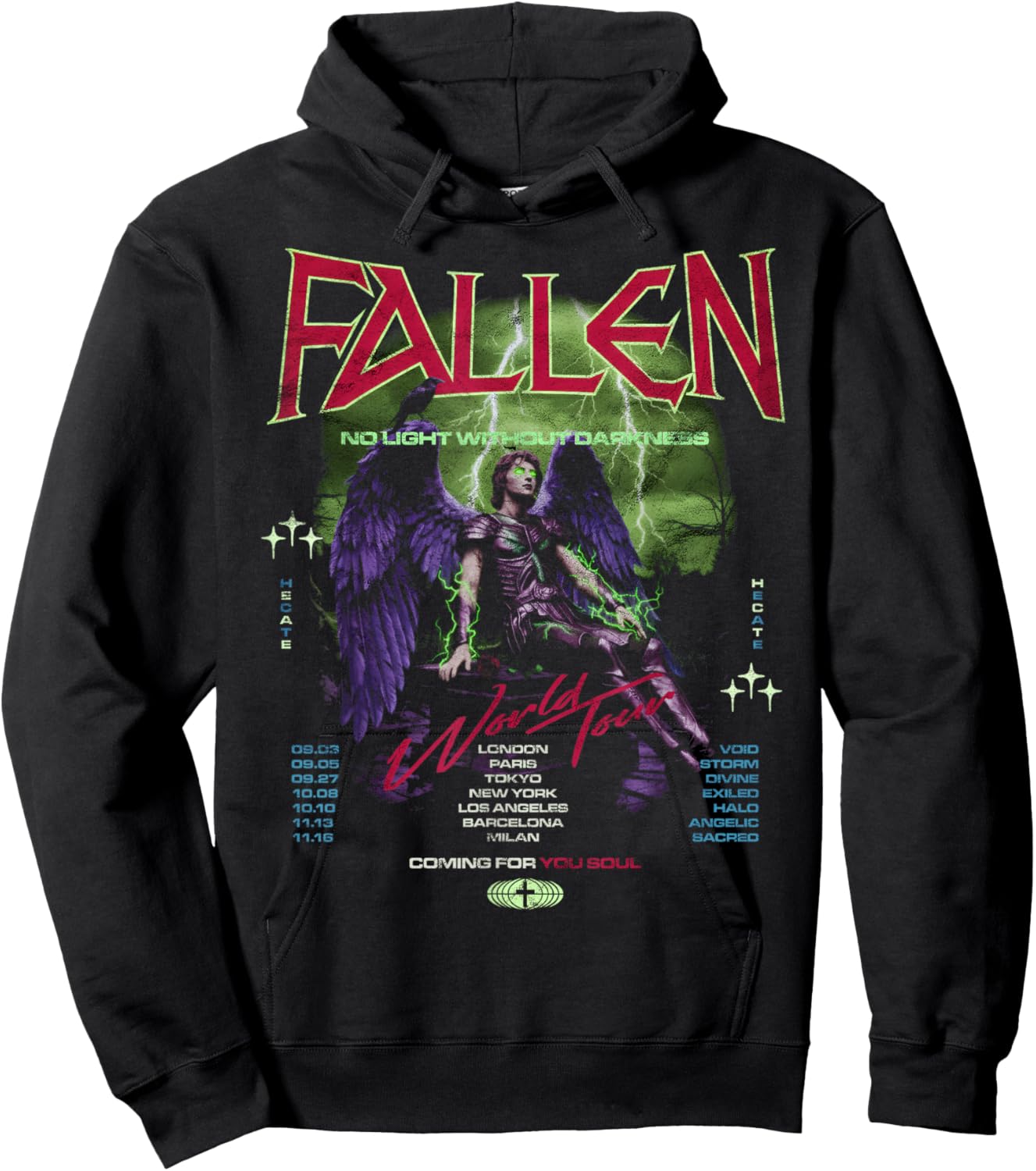 Fallen Angel Vintage Streetwear Urban Hip Hop Metal Rock Y2K Hoodie - Hoodie | Black