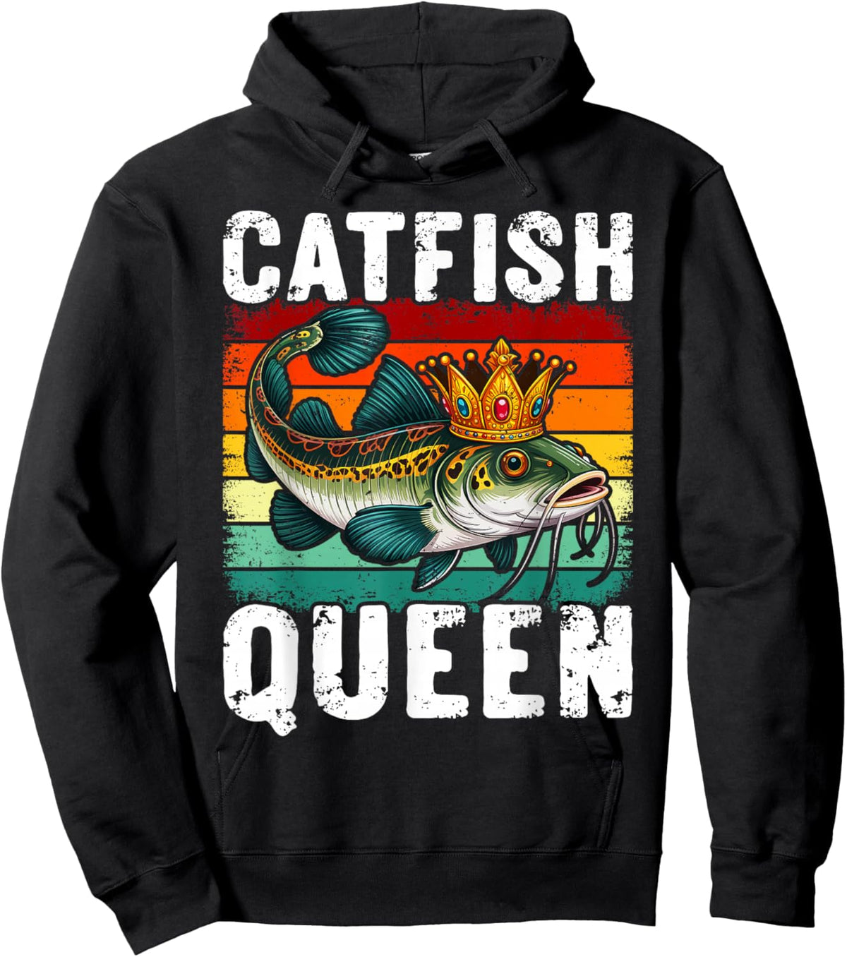 Catfish Queen Fishing for Anglers and Fish Fans Hoodie - Hoodie | Black