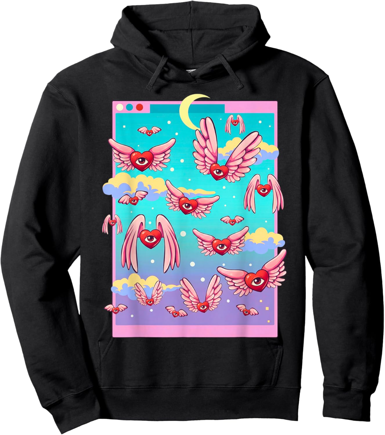 Weirdcore Trippy One Eyed Hearts Valentine's Day Dreamcore Hoodie - Hoodie | Black