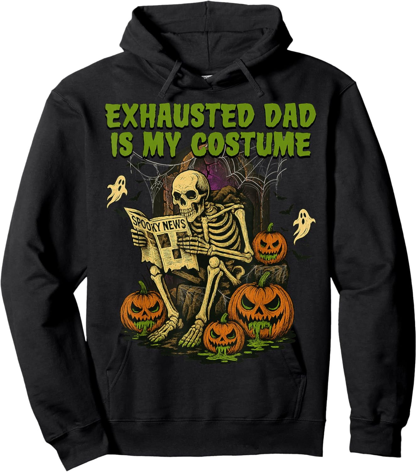 Exhausted Dad is My Costume Funny Matching Dad Halloween Hoodie - Hoodie | Black