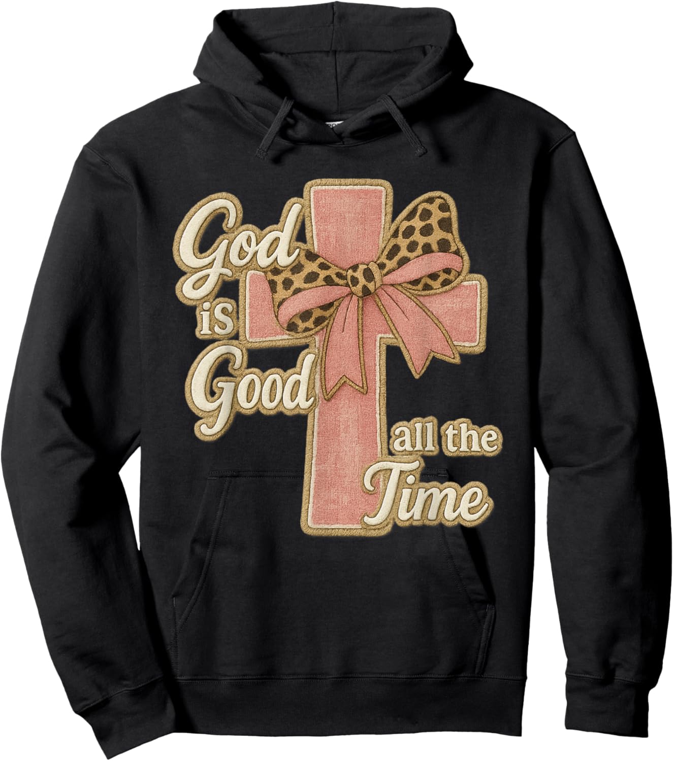 God is Good All The Time Leopard Bow Cross Christian Hoodie - Hoodie | Black