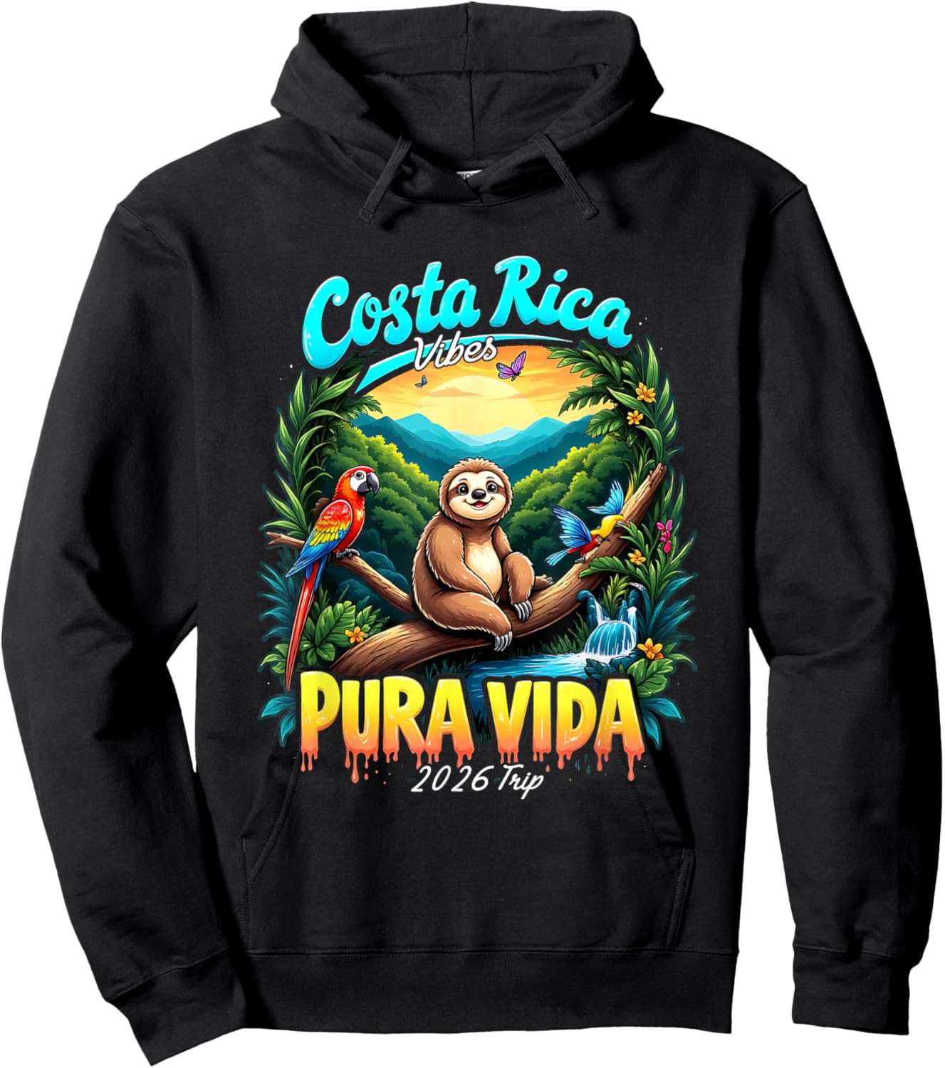 Costa Rica Souvenir 2026 Central America Pura Vida Travel Hoodie - Hoodie | Black