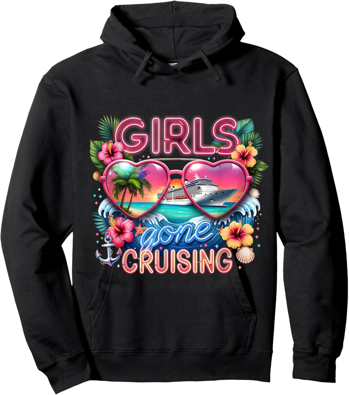 Girls Gone Cruising 2026 Tropical Trip Hoodie - Hoodie | Black