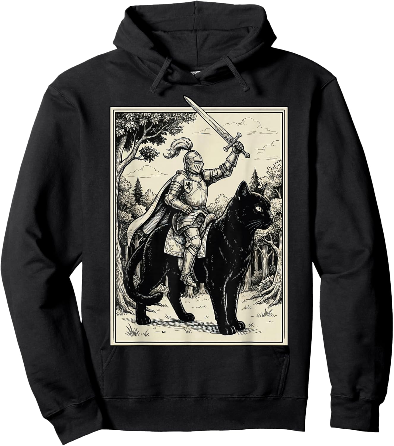 Knight Riding Cat Hoodie - Hoodie | Black