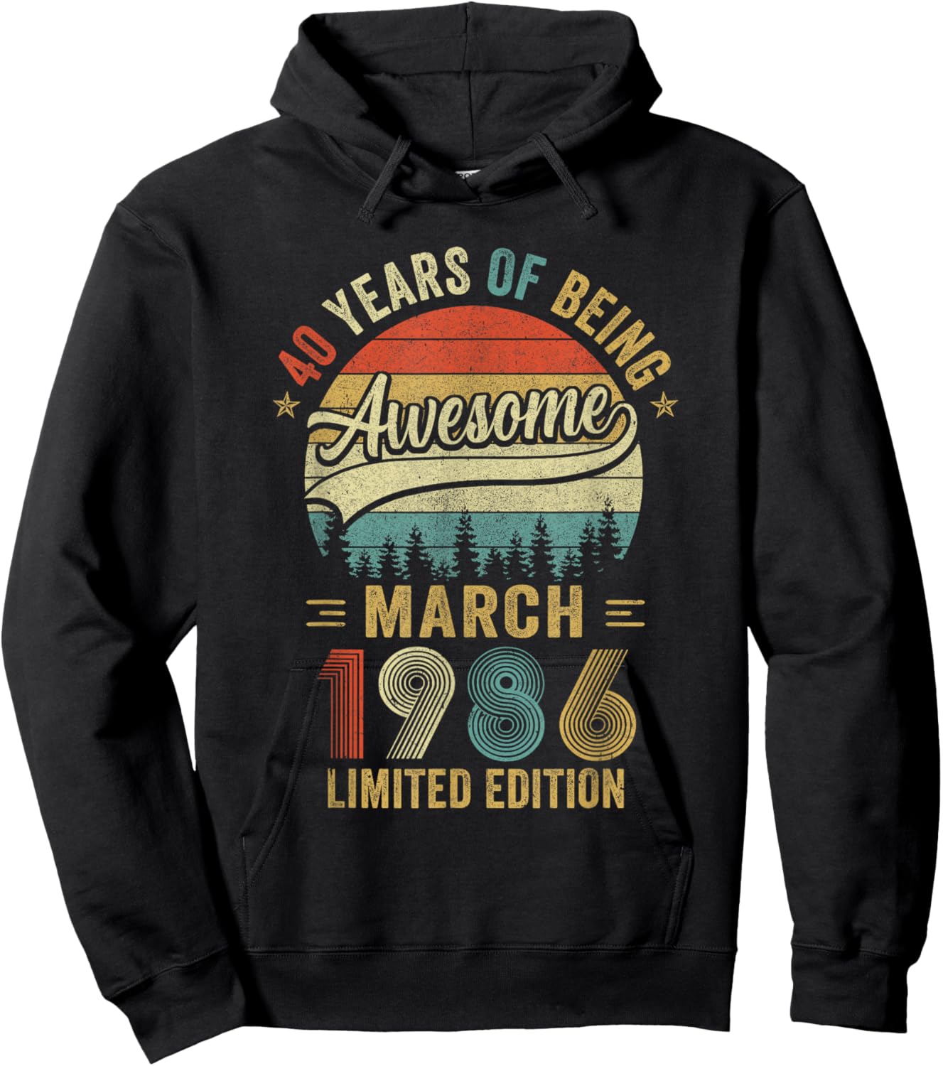 Vintage March 1986 Old 40Th Birthday Men Women Hoodie - Hoodie | Black