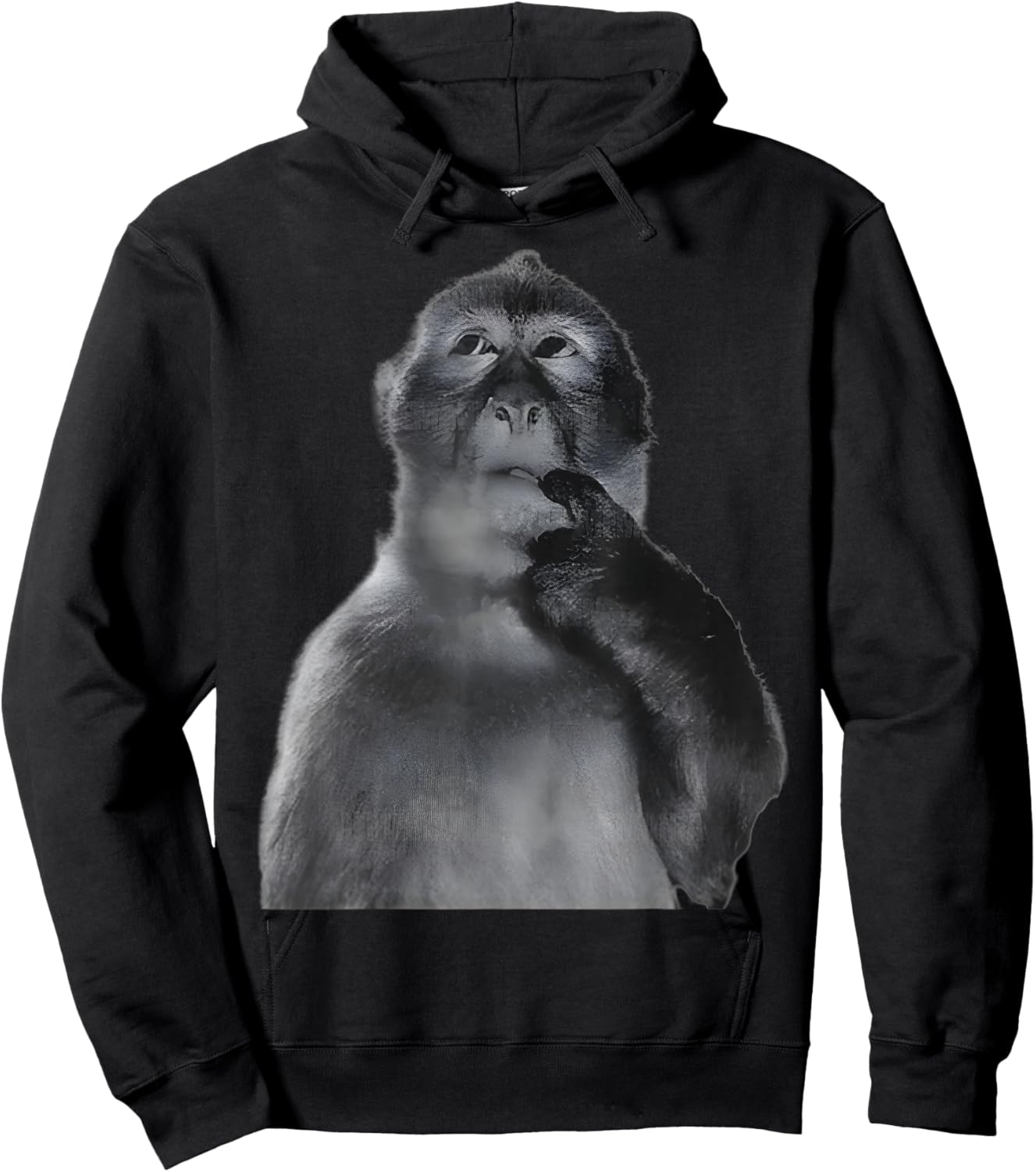 Women Men Kids Funny Monkeys Humor Thinking Monkey Meme Hoodie - Hoodie | Black