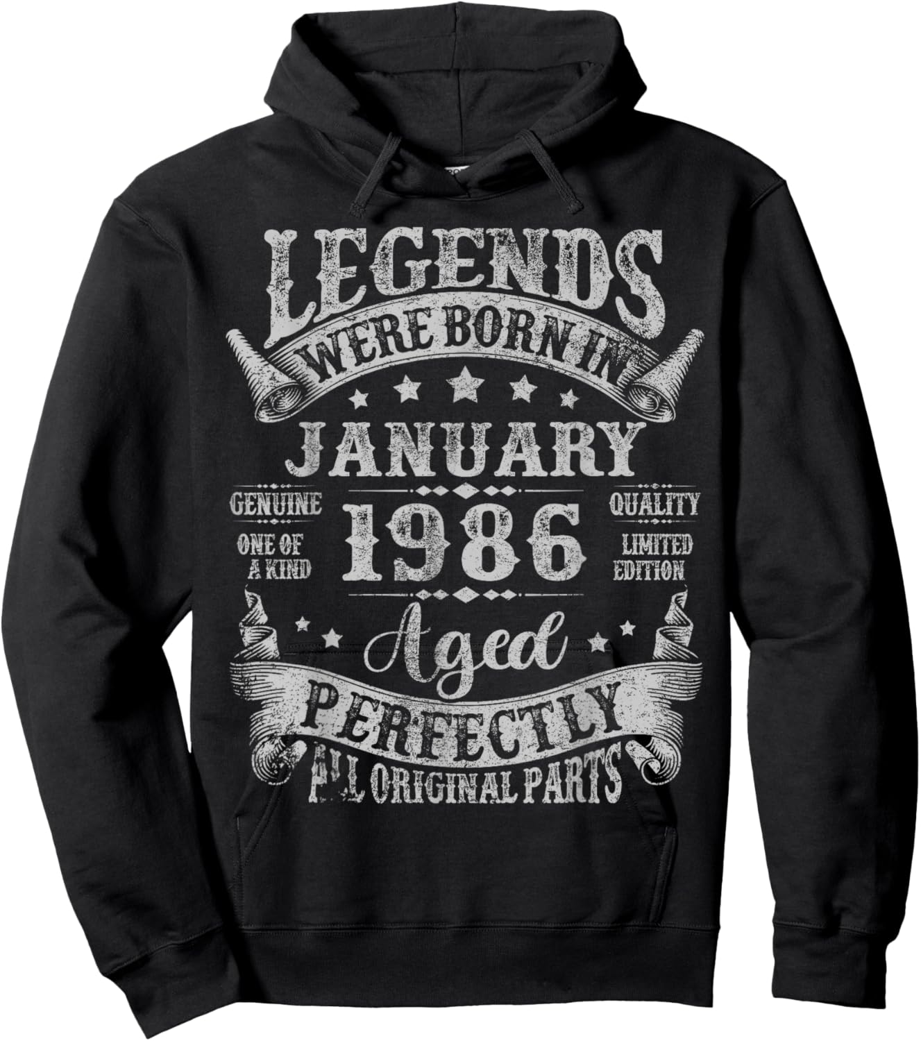 Legend Since January 1986 40 Years Old 40th Birthday Men Dad Hoodie - Hoodie | Black
