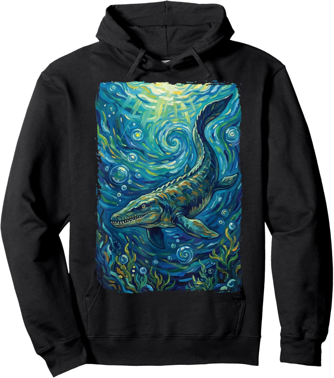 Mosasaurus Starry Night Mosasaur Hoodie - Hoodie | Black