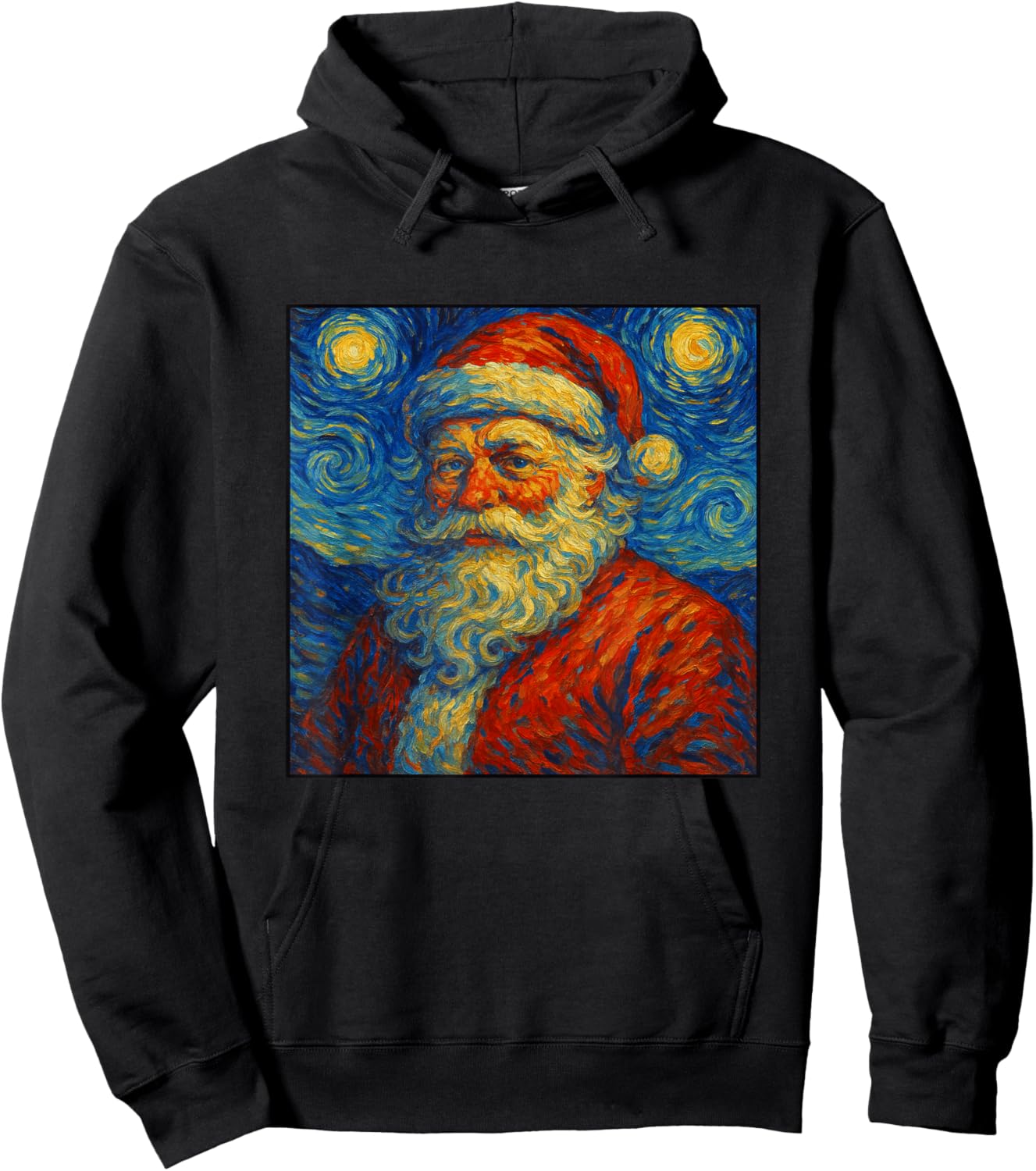 Santa Claus Starry Night Van Gogh Christmas Art Xmas Parody Hoodie - Hoodie | Black