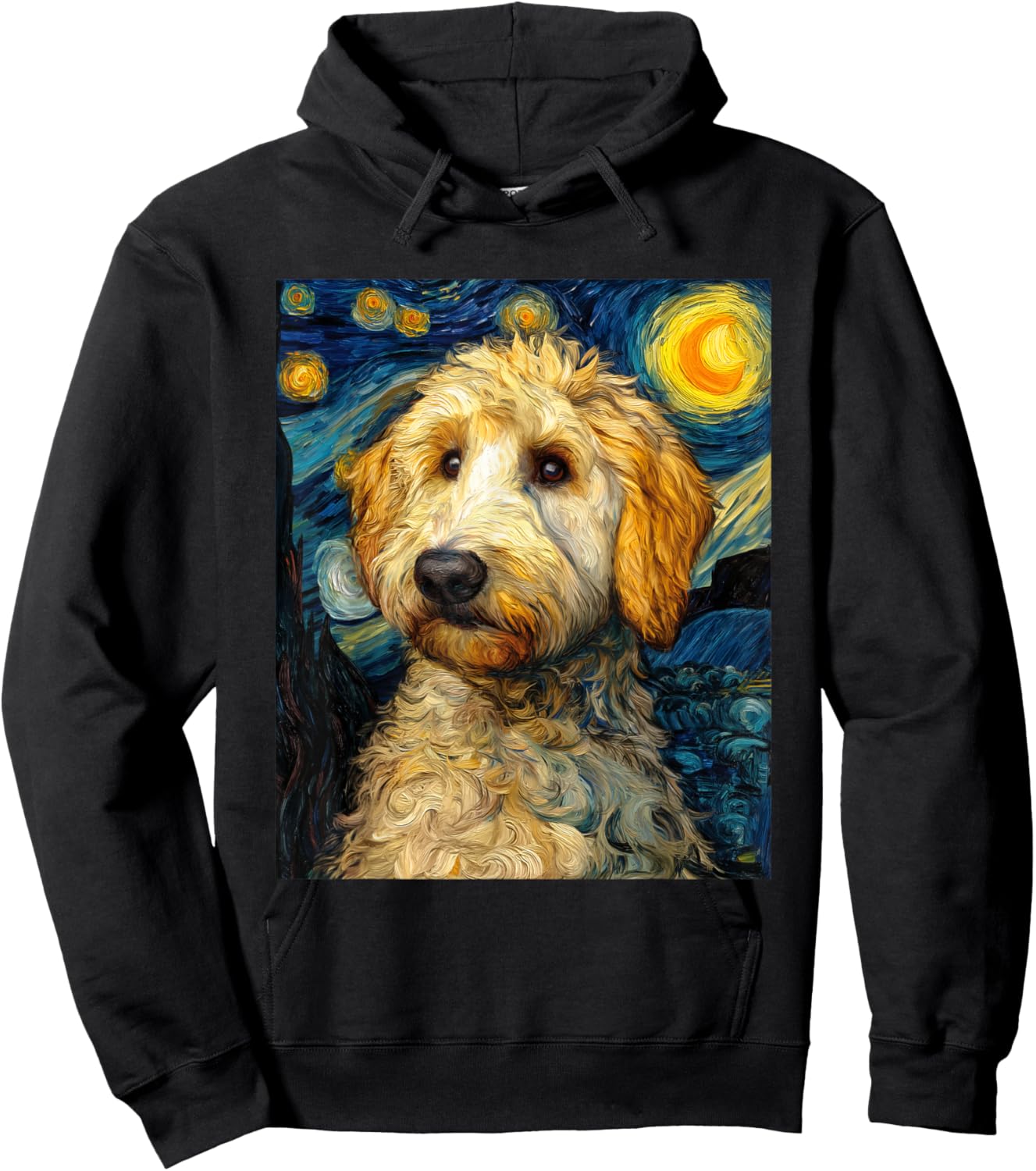 Golden Doodle Goldendoodle Dog Van Gogh Starry Night Graphic Hoodie - Hoodie | Black