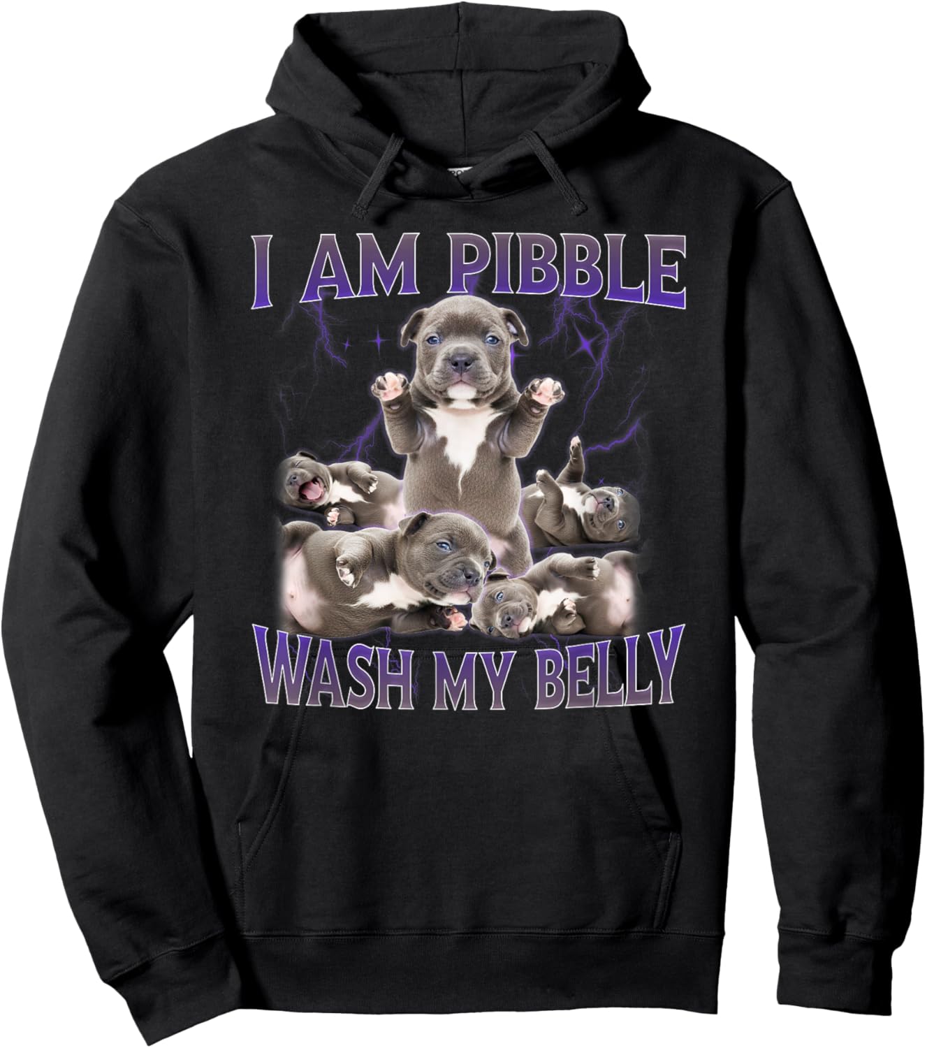 Funny I am Pibble Dog Puppy Wash Clean My Belly Meme Hoodie - Hoodie | Black