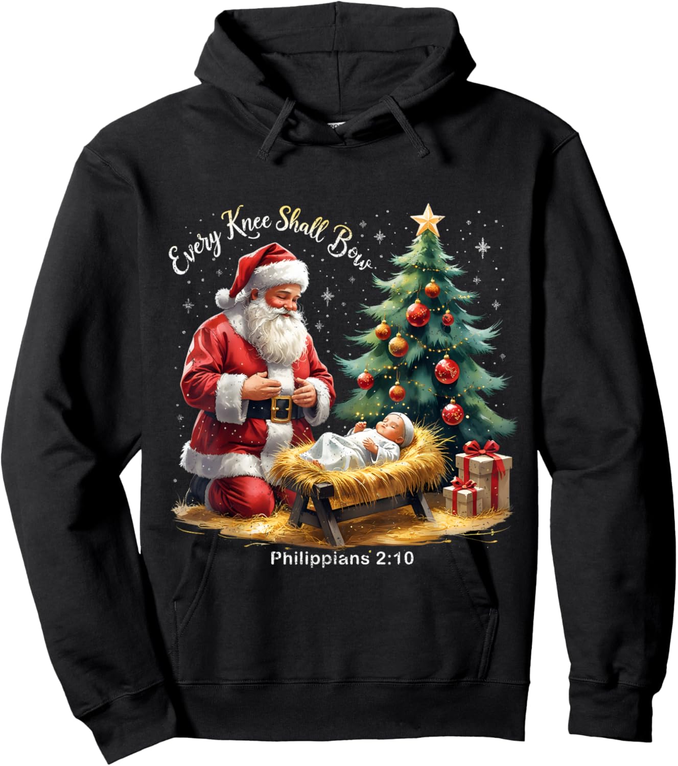Every Knee Shall Bow Philippians 2:10 Christmas Hoodie - Hoodie | Black