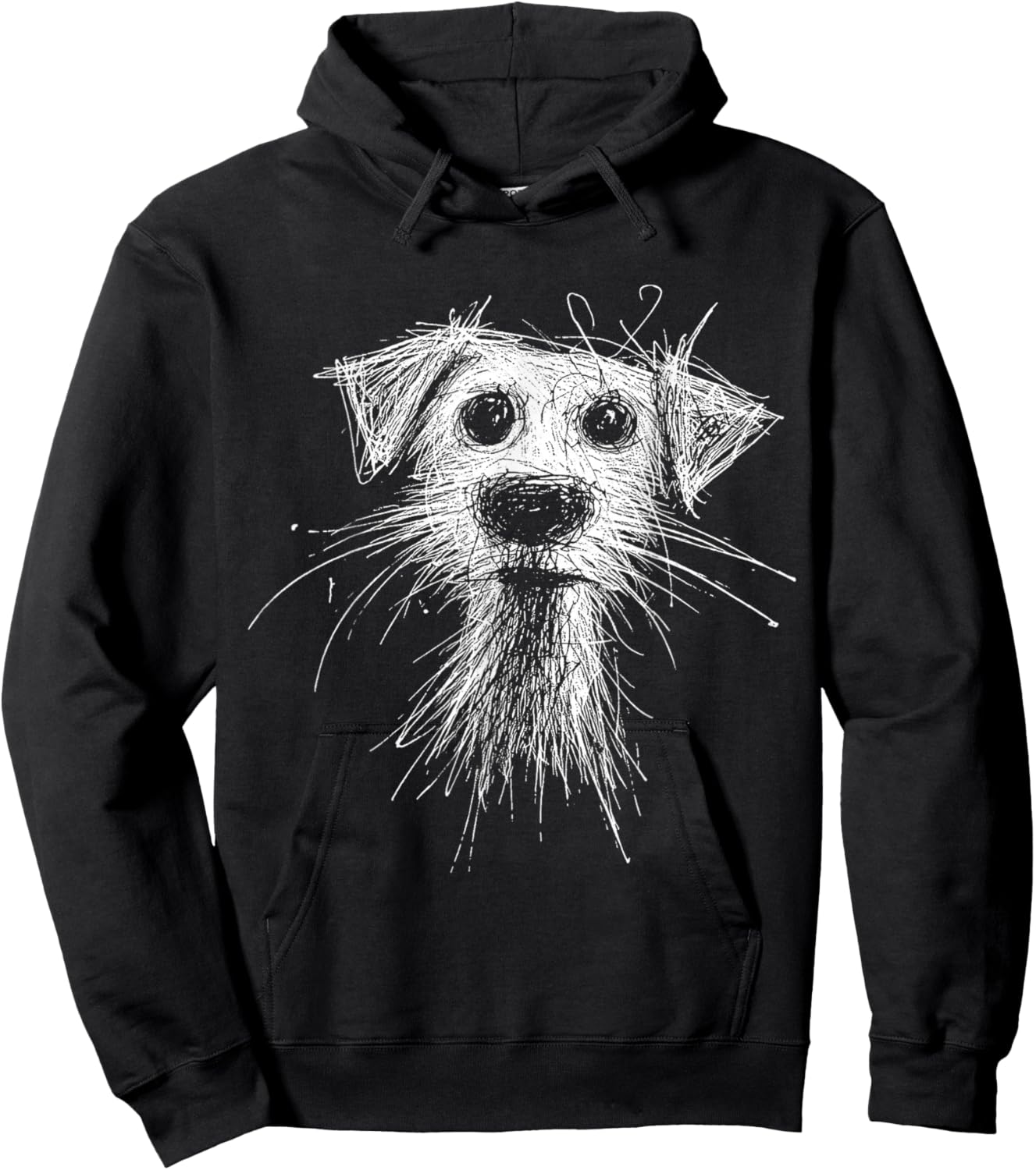 Abstract Scribble Puppy Drawing for Dog Lovers Hoodie - Hoodie | Black