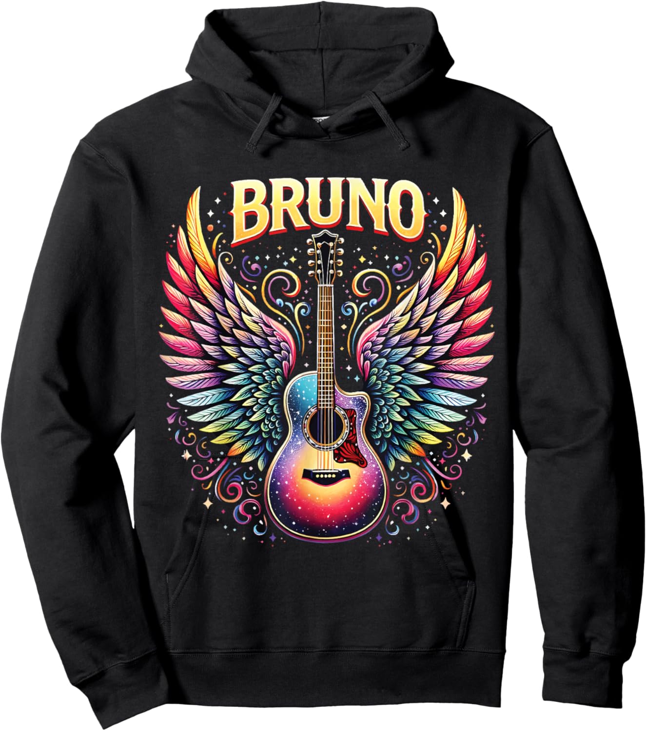 Retro Bruno Personalized Name I Love Bruno 70's 80's Vintage Hoodie - Hoodie | Black